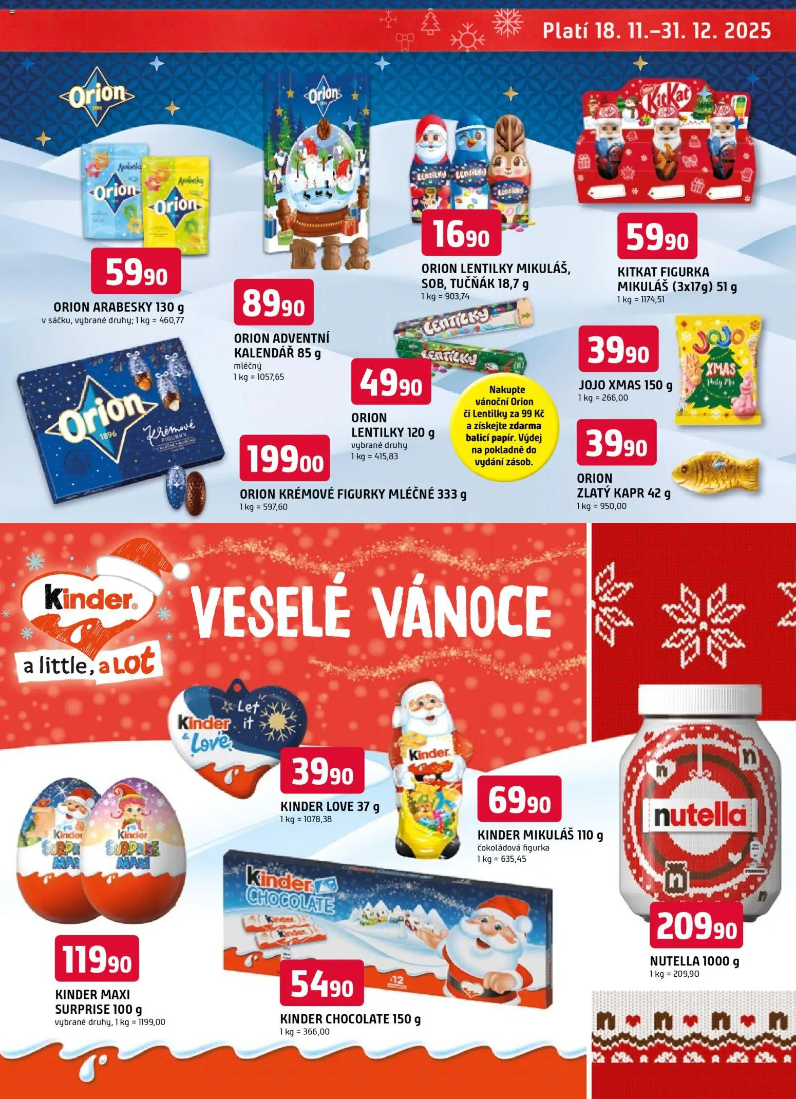 Trefa leták - Vánoční speciál od 19.11.2025 | Strana: 7 | Produkty: Kapr, Kinder, Lentilky, Nutella