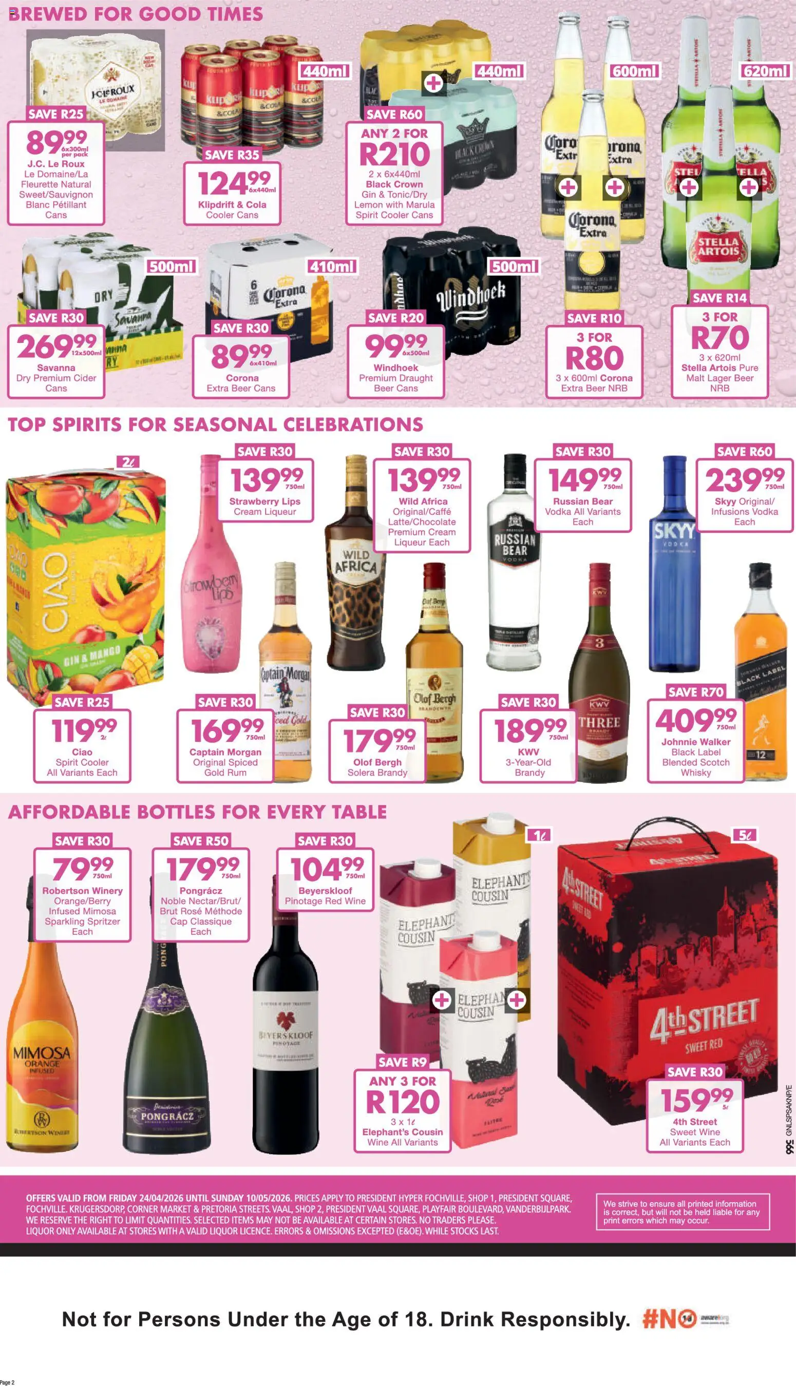 New President Hyper catalogue – valid from 24.04.2026 | Page: 2 | Products: Table, Wine, Cream, Vodka