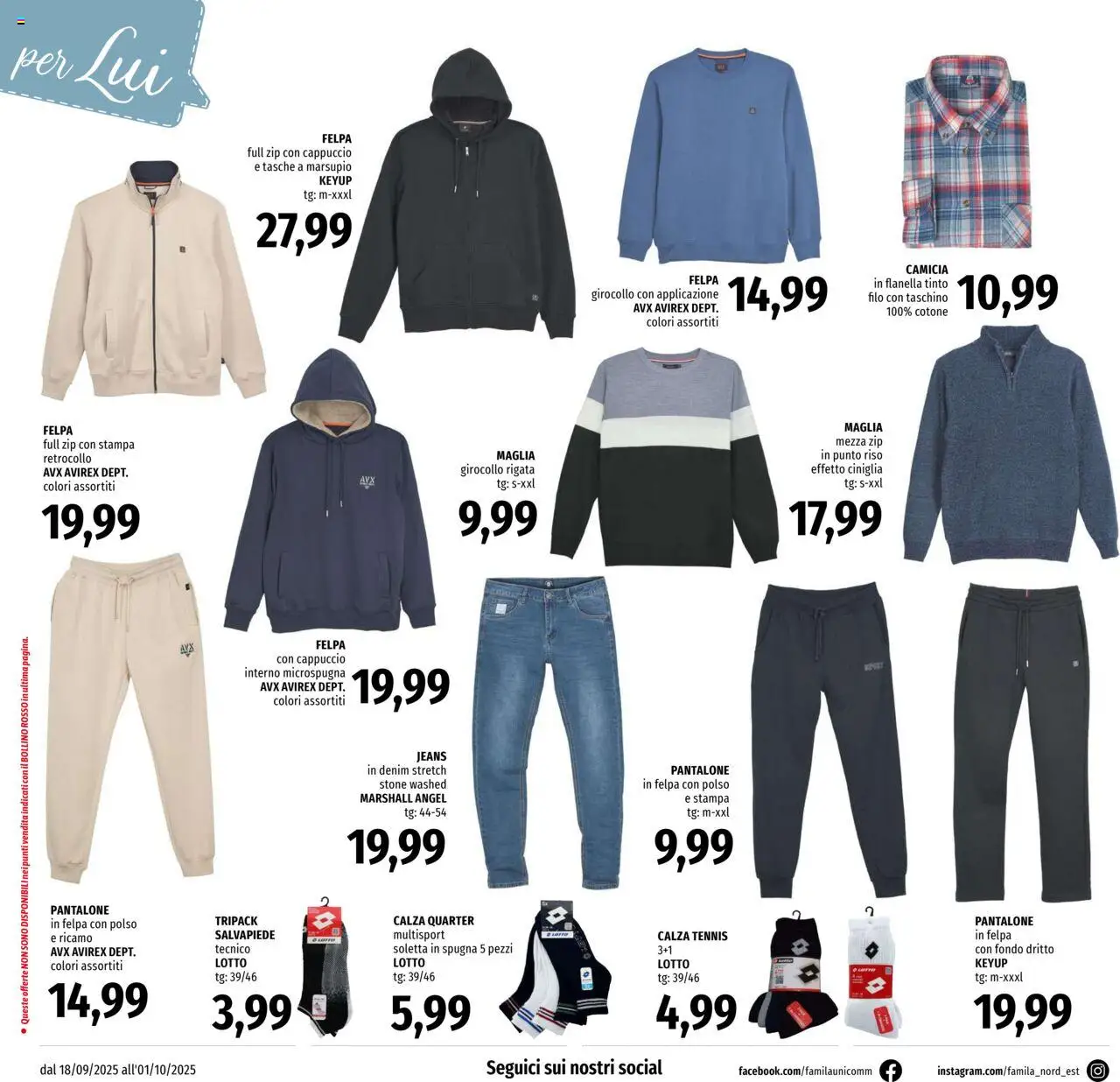 Volantino Famila del 18.09.2025 | Pagina: 26 | Prodotti: Spugna, Camicia, Jeans, Cappuccio