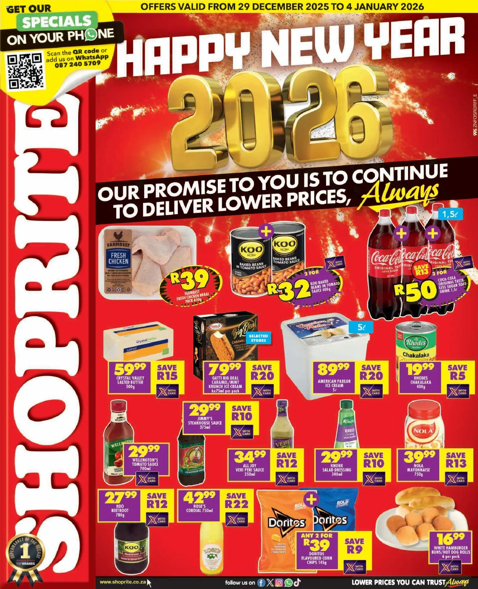 New Shoprite catalogue – valid from 29.12.2025 | Page: 1 | Products: Butter, Chicken, Ice cream, Caramel