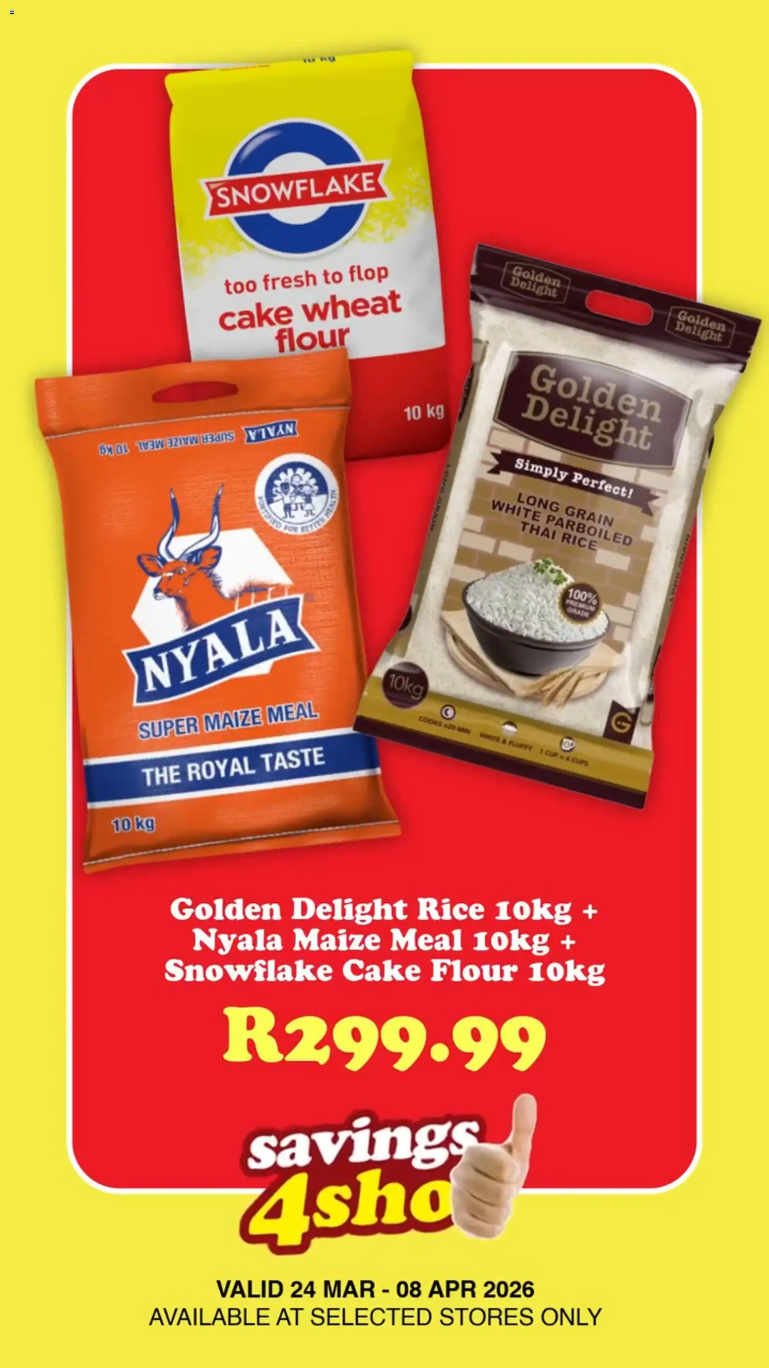 New Check Save catalogue – valid from 24.03.2026 | Page: 2 | Products: Cake, Flour, Maize meal, Rice