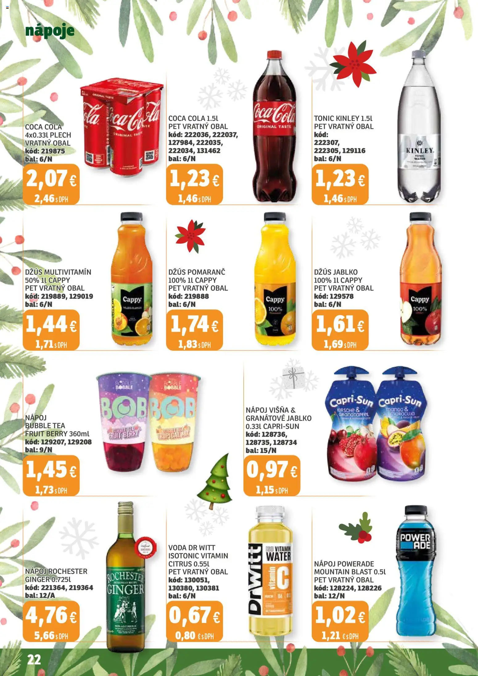 Nové Labaš akcie – leták je platný od 12.12.2025 | Strana: 22 | Produkty: Džús, Voda, Coca cola, Cola