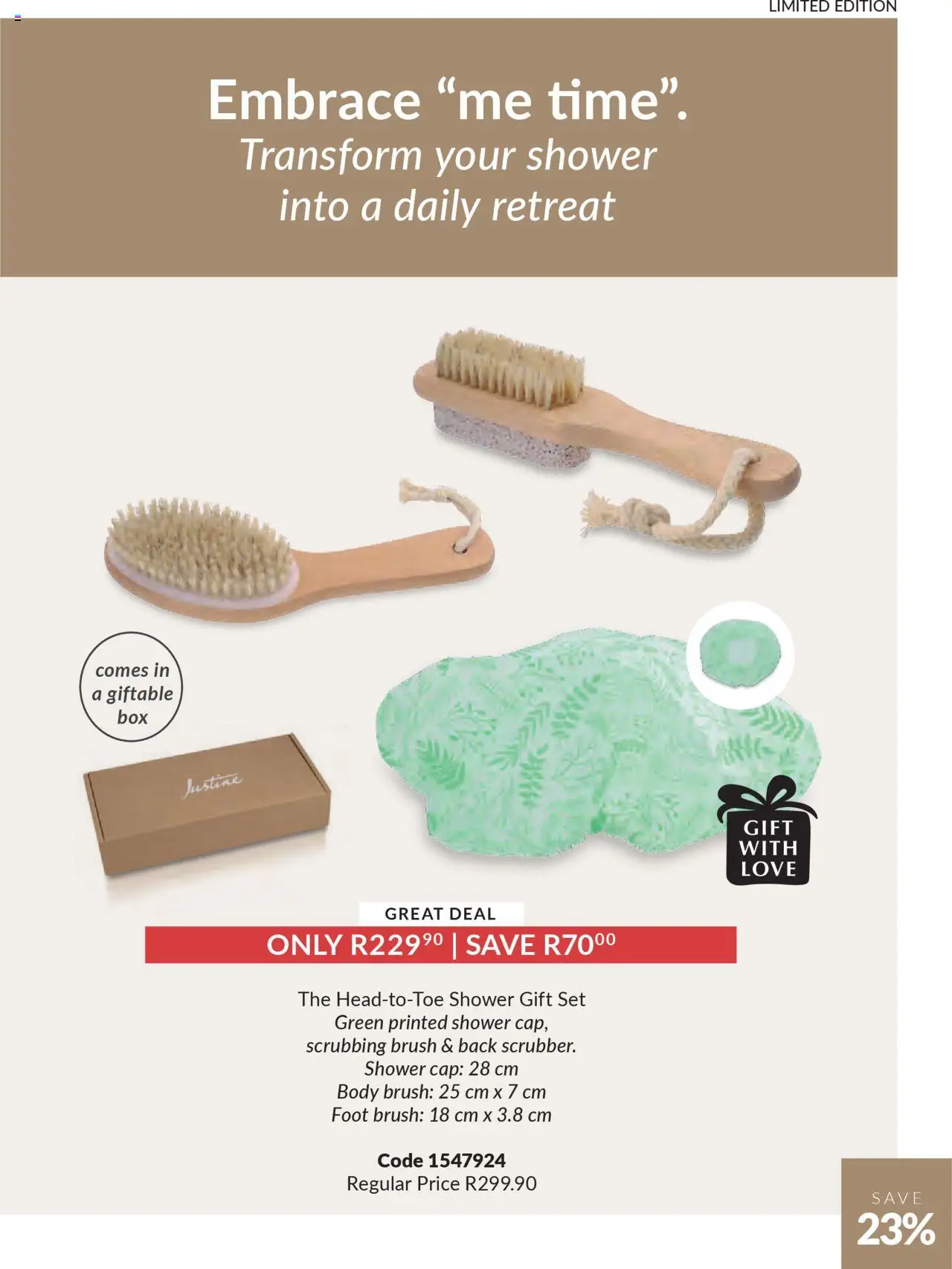 New Justine catalogue – valid from 19.09.2025 | Page: 20 | Products: Cap, Shower, Brush