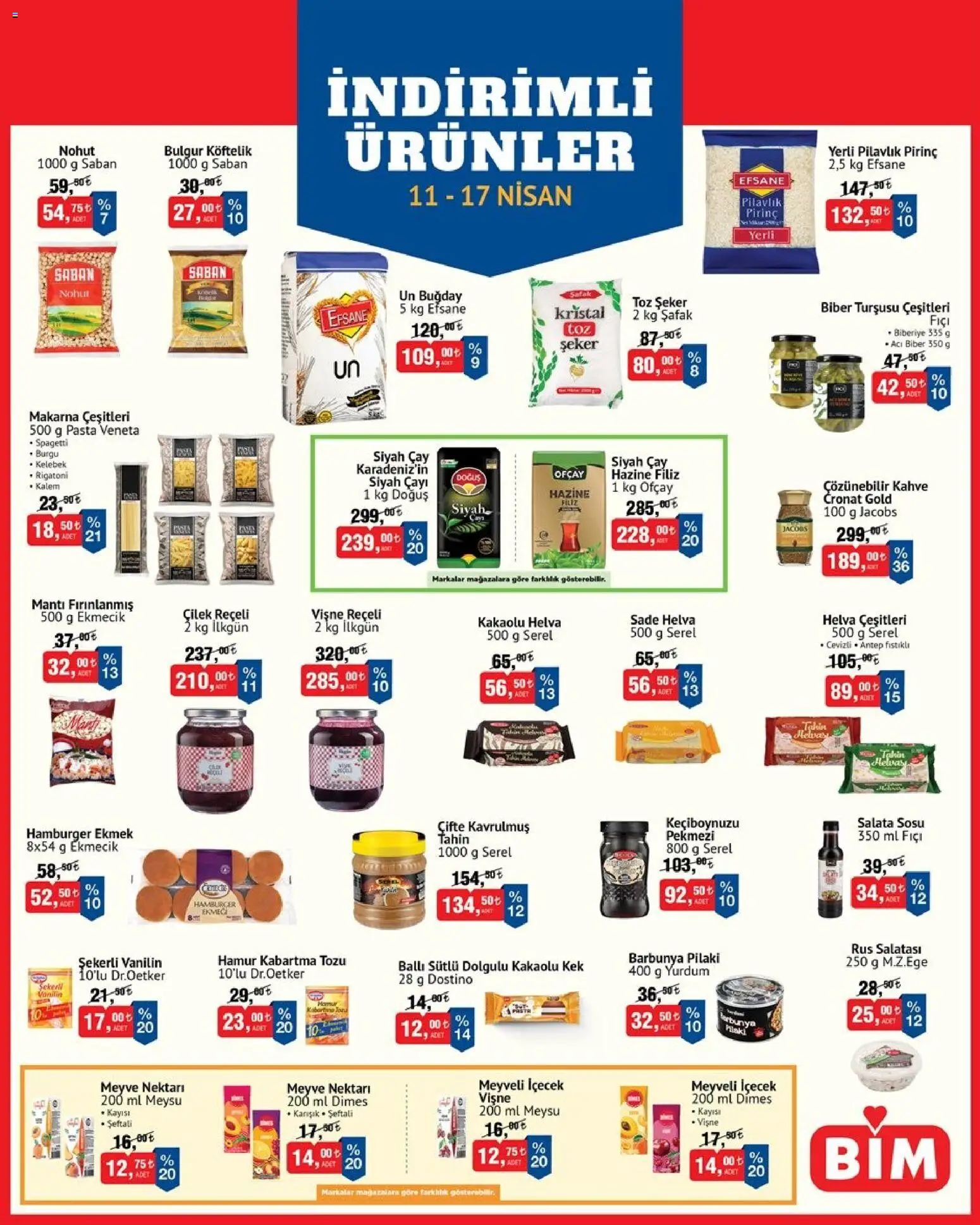 BİM - İndirimli Ürünler - 11.04.2026 tarihinden itibaren geçerlidir | Sayfa: 1 | Ürünler: Pirinç, Vişne, Kayısı, Toz şeker