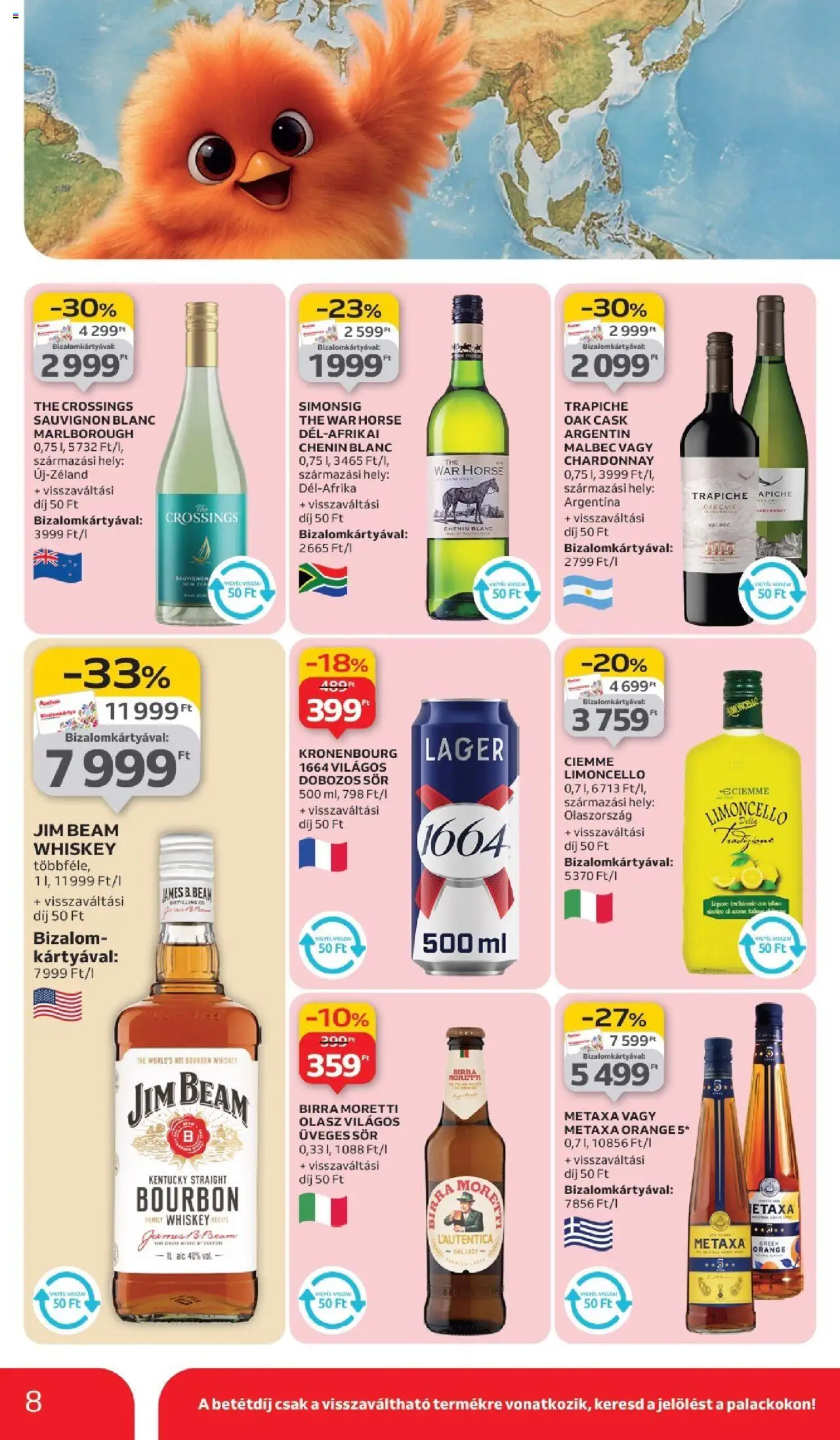 Auchan akciós ujság - amely érvényes a következő dátumtól: 11.09.2025 | Oldal: 8 | Termékek: Metaxa, Whiskey, Dobozos sör, Sör