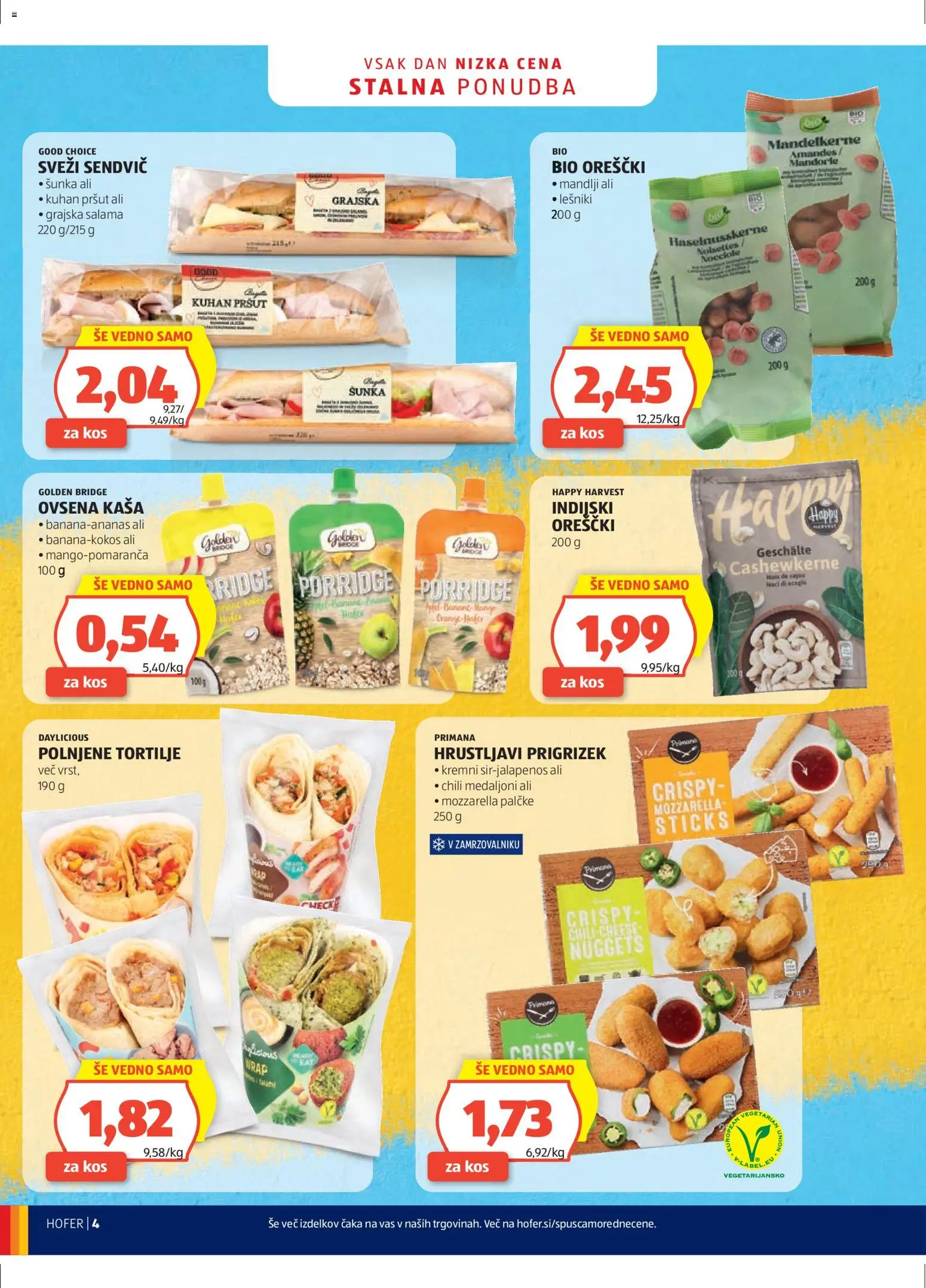 Hofer SI katalog | vrijedi od 11.03.2026 | Stranica: 4 | Proizvodi: Mozzarella, Šunka, Pršut, Tortilje
