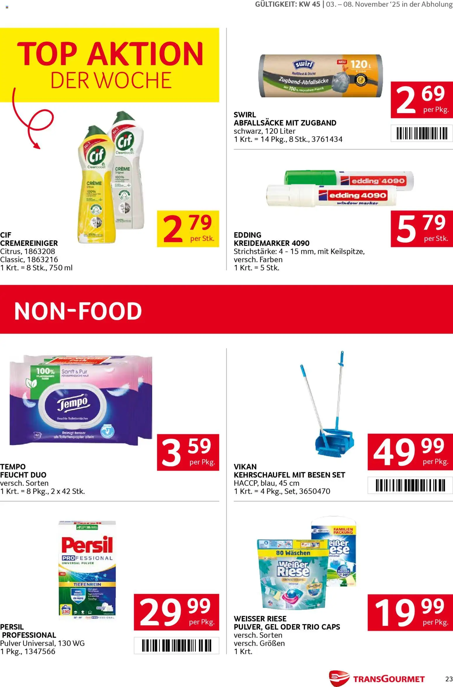 Transgourmet Flugblatt gültig ab 03.11.2025 | Seite: 23 | Produkte: Creme