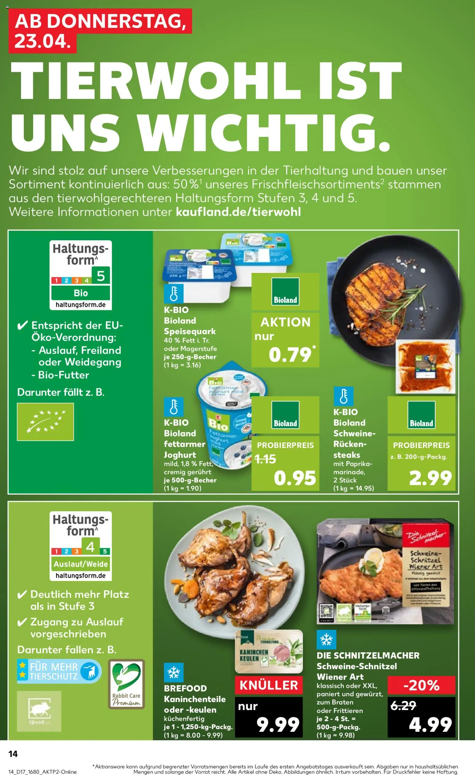 Kaufland Prospekt Stuttgart	 – gültig ab 23.04.2026 | Seite: 14 | Produkte: Joghurt, Schnitzel, Paprika, Speisequark