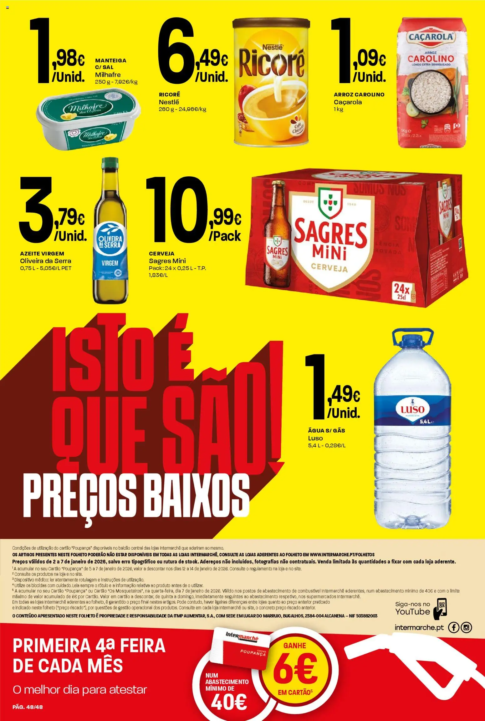 Intermarché folheto │ válido de 02.01.2026 | Página: 48 | Produtos: Agua, Sal, Manteiga, Arroz
