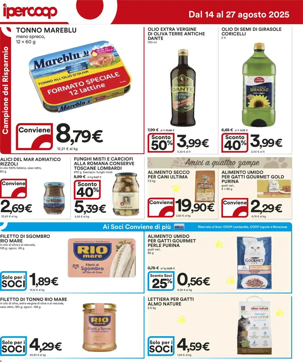 Volantino Ipercoop del 14.08.2025 | Pagina: 4 | Prodotti: Carciofi, Olio extra vergine, Sgombro, Vaso