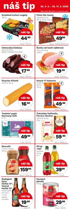 Náhled letáku Konzum leták od 04.02.2026 | Strana: 4 | Produkty: Ferrero Rocher, Pizza, Toaletní papír, Kabanos