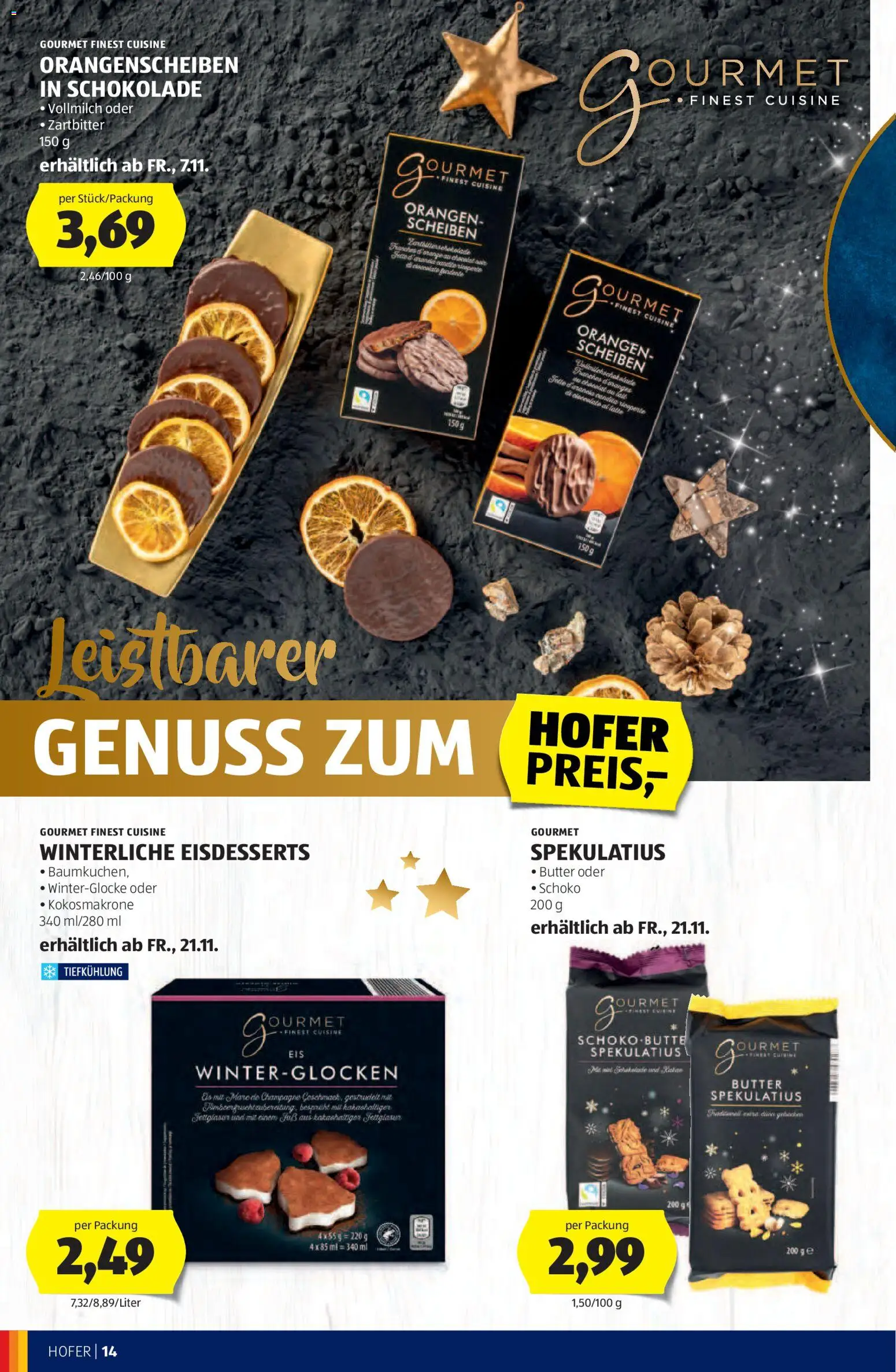 Hofer Weihnachtskatalog gültig ab 05.11.2025 | Seite: 14 | Produkte: Butter, Schokolade, Orangen