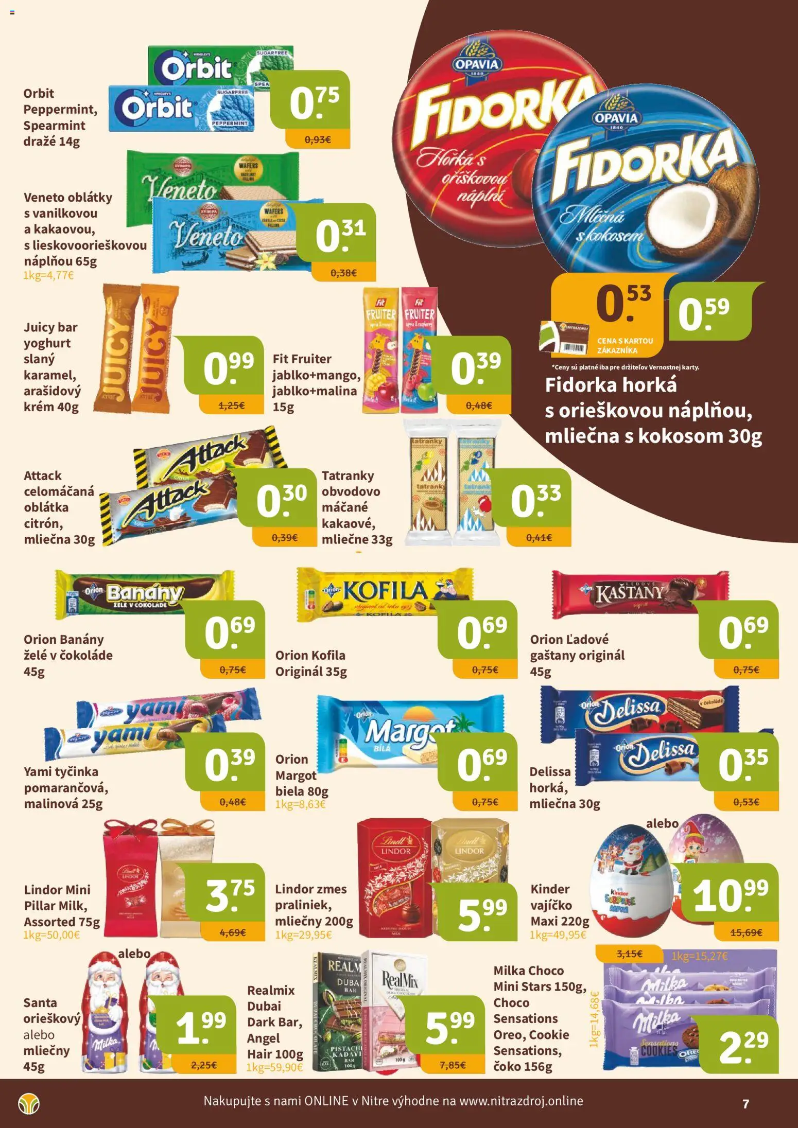 Nové Nitrazdroj akcie – leták je platný od 21.11.2025 | Strana: 7 | Produkty: Gaštany, Lindor, Kinder, Milka