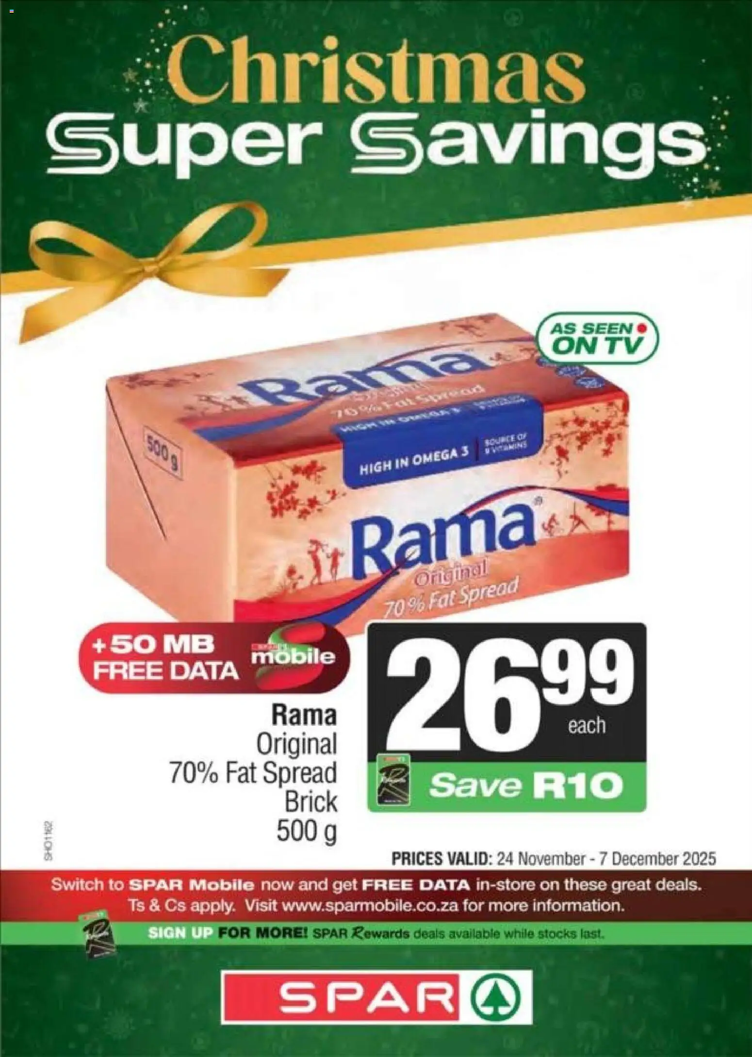 New Spar catalogue – valid from 24.11.2025 | Page: 3 | Products: Data, TV, Switch, Fat spread