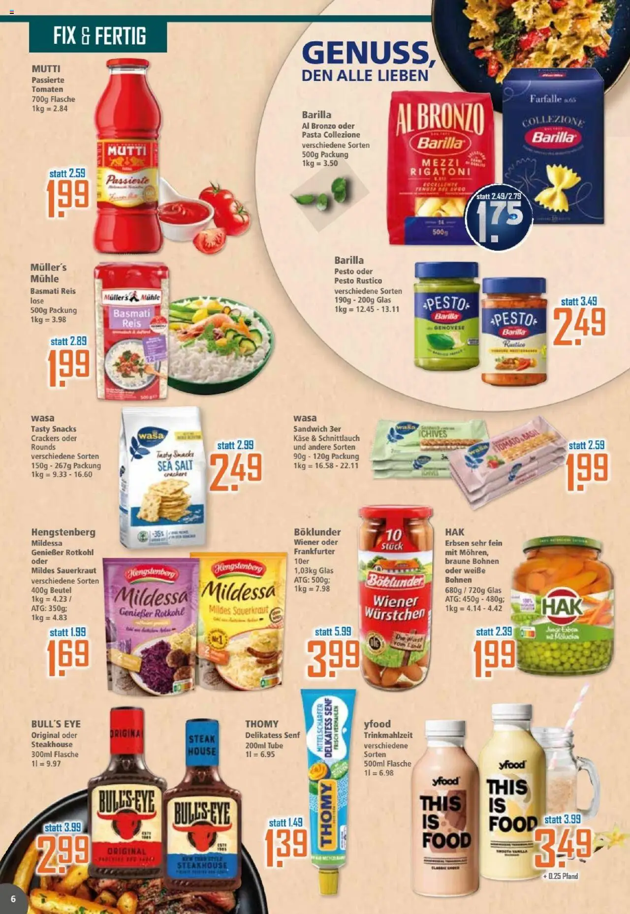 Klaas & Kock Prospekt – gültig ab 22.09.2025 | Seite: 6 | Produkte: Rotkohl, Barilla, YFood, Pasta