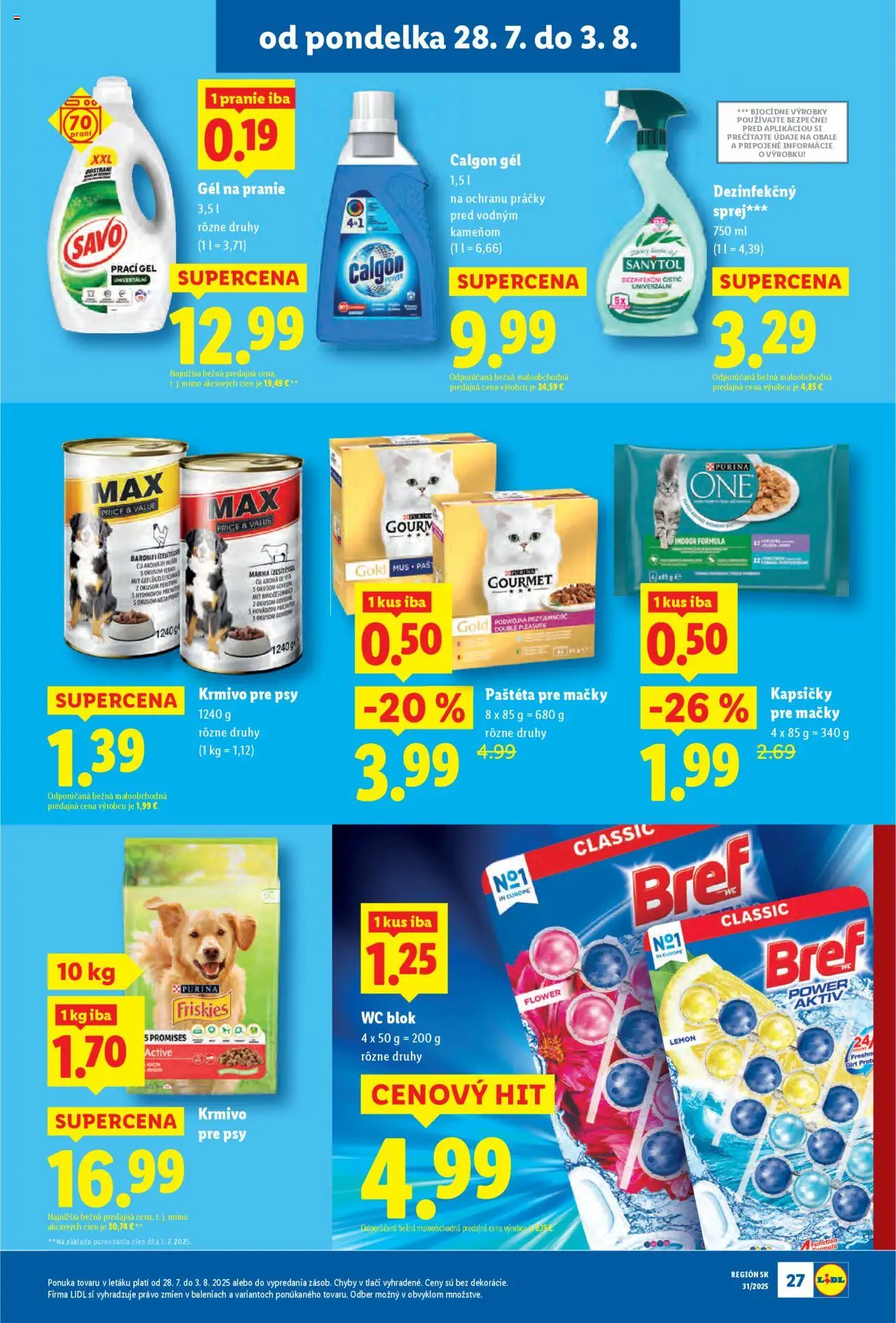 Lidl leták │ platný od 28.07.2025 | Strana: 27 | Produkty: Práčky, Wc, Savo, Wc blok
