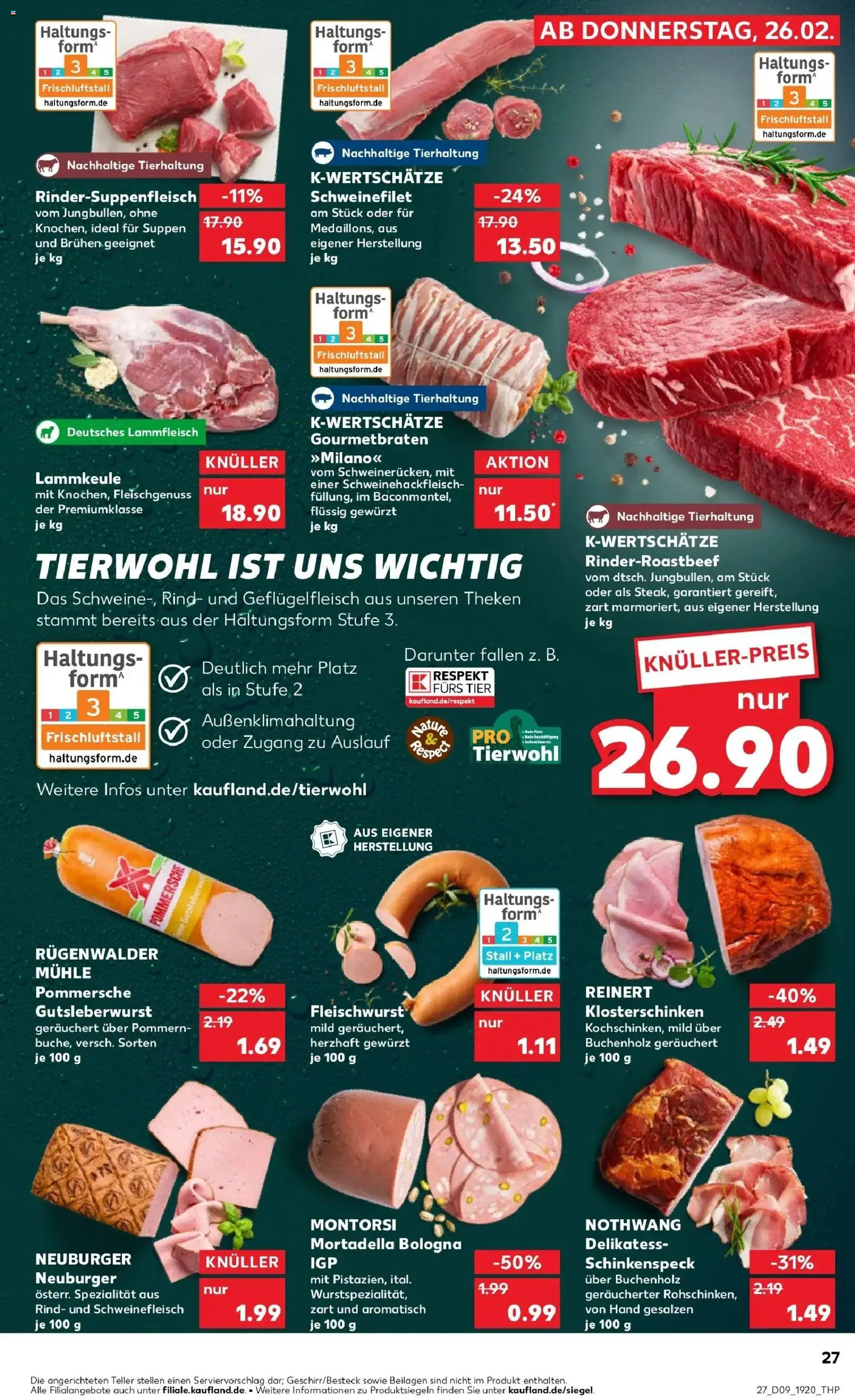 Kaufland prospekt Hermeskeil	 – gültig ab 26.02.2026 | Seite: 27 | Produkte: Lammkeule, Mühle, Schweinefilet, Schweinefleisch