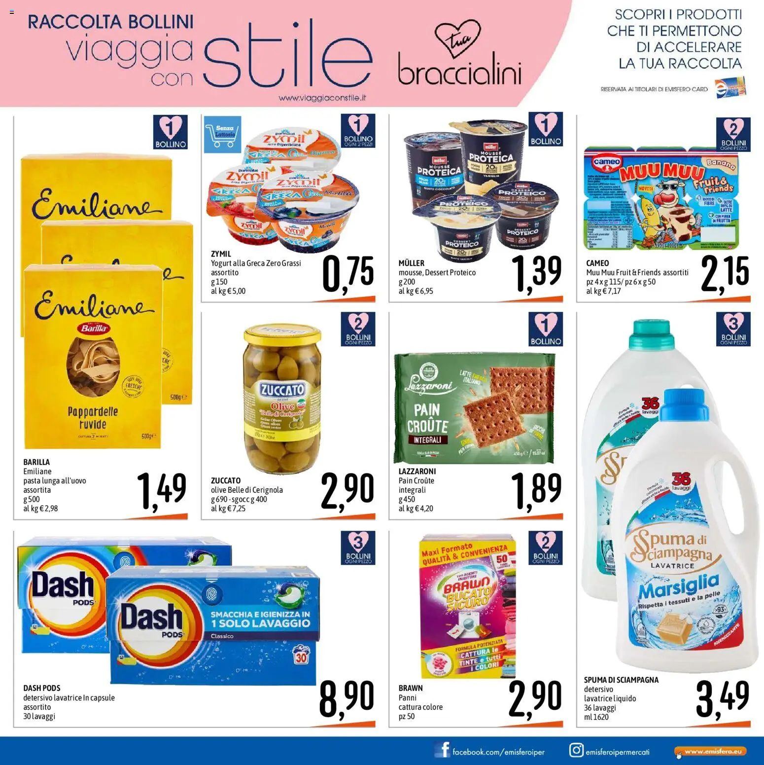 Volantino Emisfero del 26.02.2026 | Pagina: 13 | Prodotti: Latte, Olive, Pasta, Lavatrice