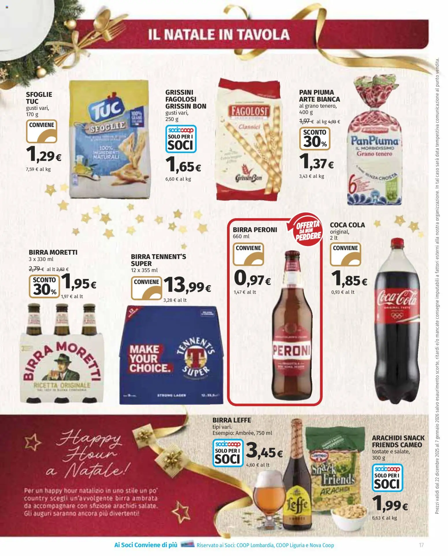 Volantino Ipercoop del 22.12.2025 | Pagina: 17 | Prodotti: Tennent's, Birra Moretti, Data, Grissini