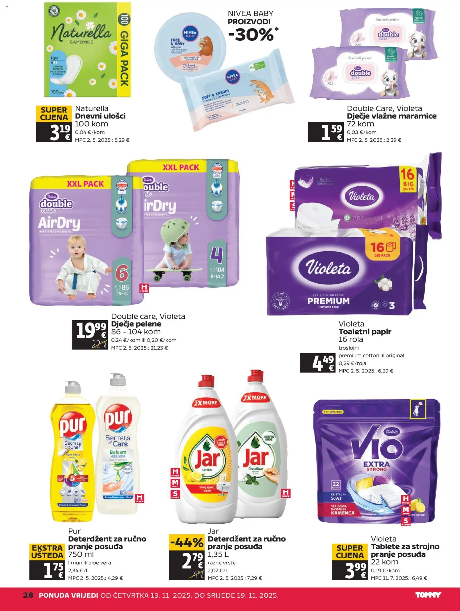 Tommy katalog | vrijedi od 13.11.2025 | Stranica: 28 | Proizvodi: Pelene, Deterdžent, Limun, Nivea