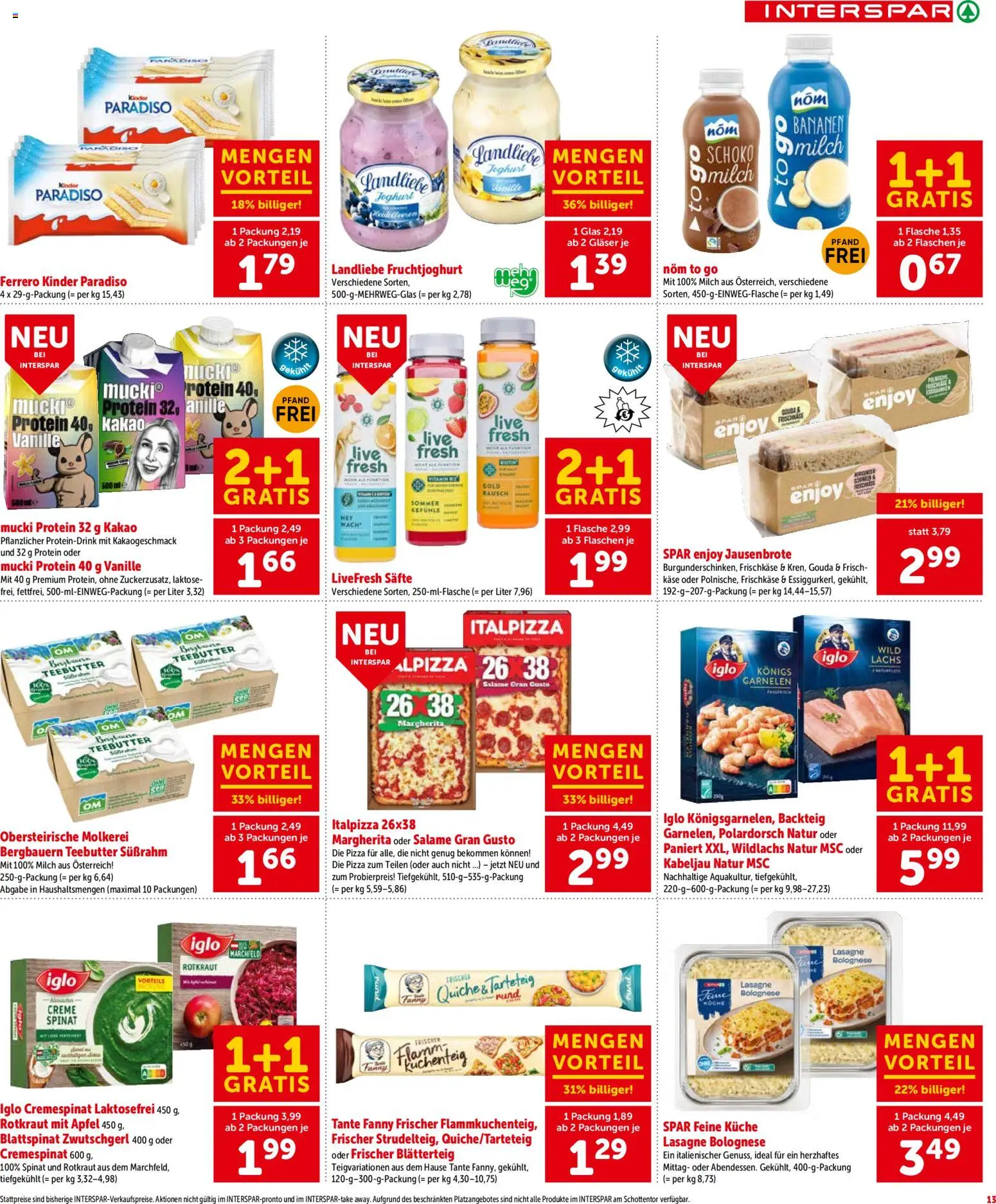 Interspar Gutscheinheft - Steiermark gültig ab 29.01.2026 | Seite: 14 | Produkte: Milch, Joghurt, Pizza, Bananen