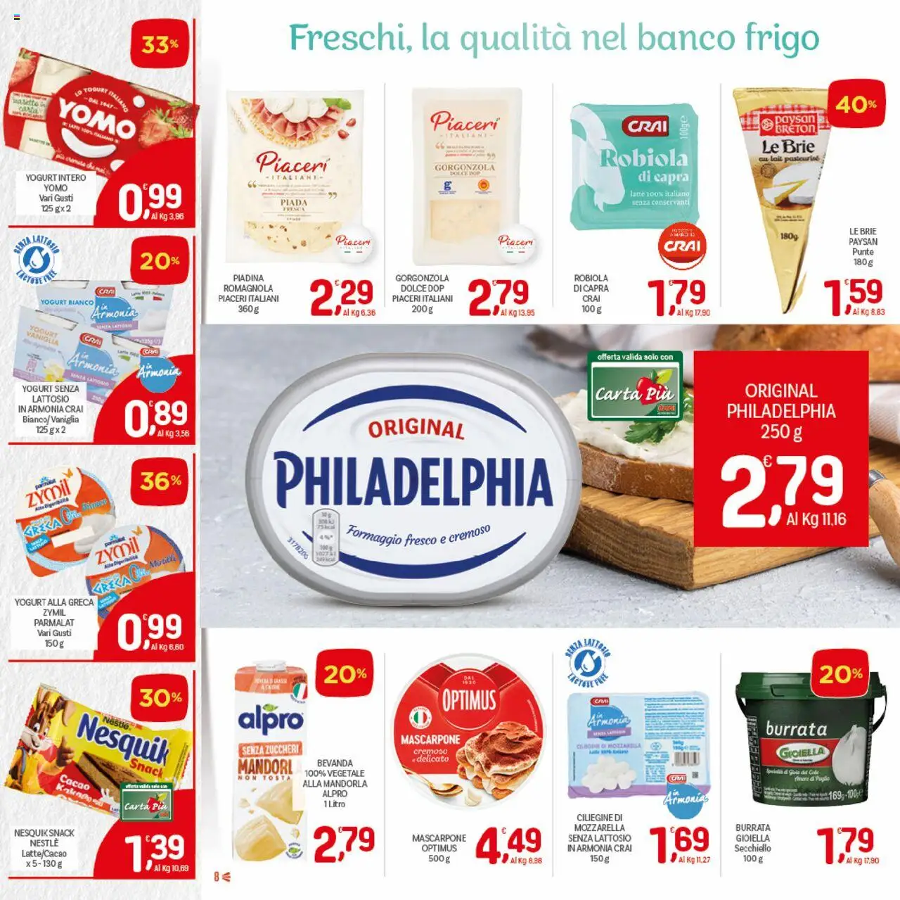 Volantino CRAI del 04.09.2025 | Pagina: 8 | Prodotti: Yogurt, Mozzarella, Formaggio, Burrata