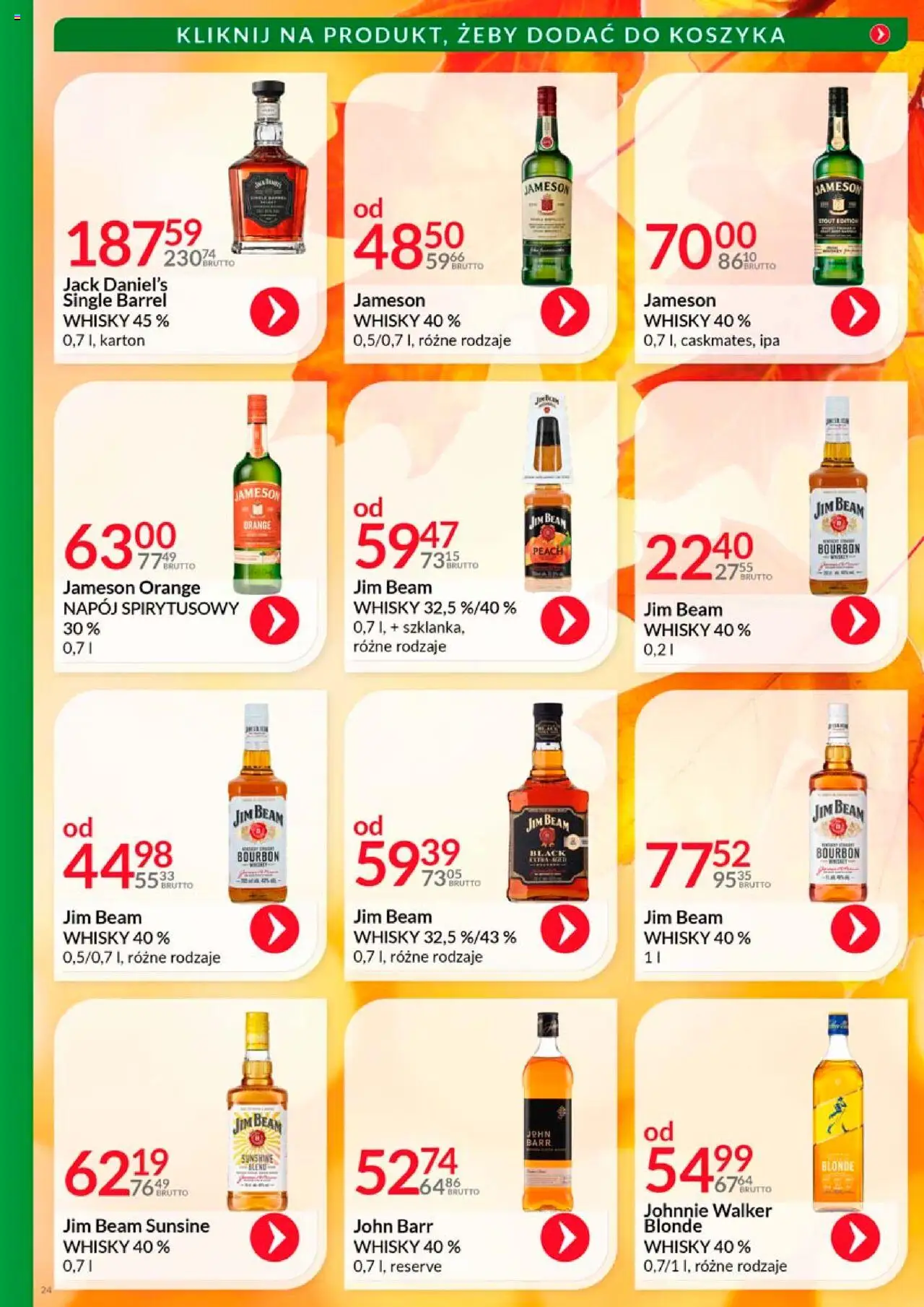 Eurocash Gazetka - Katalog Alkoholowy od 01.10.2025 | Strona: 24 | Produkty: Jameson, Bourbon, Jack Daniel's, Whisky