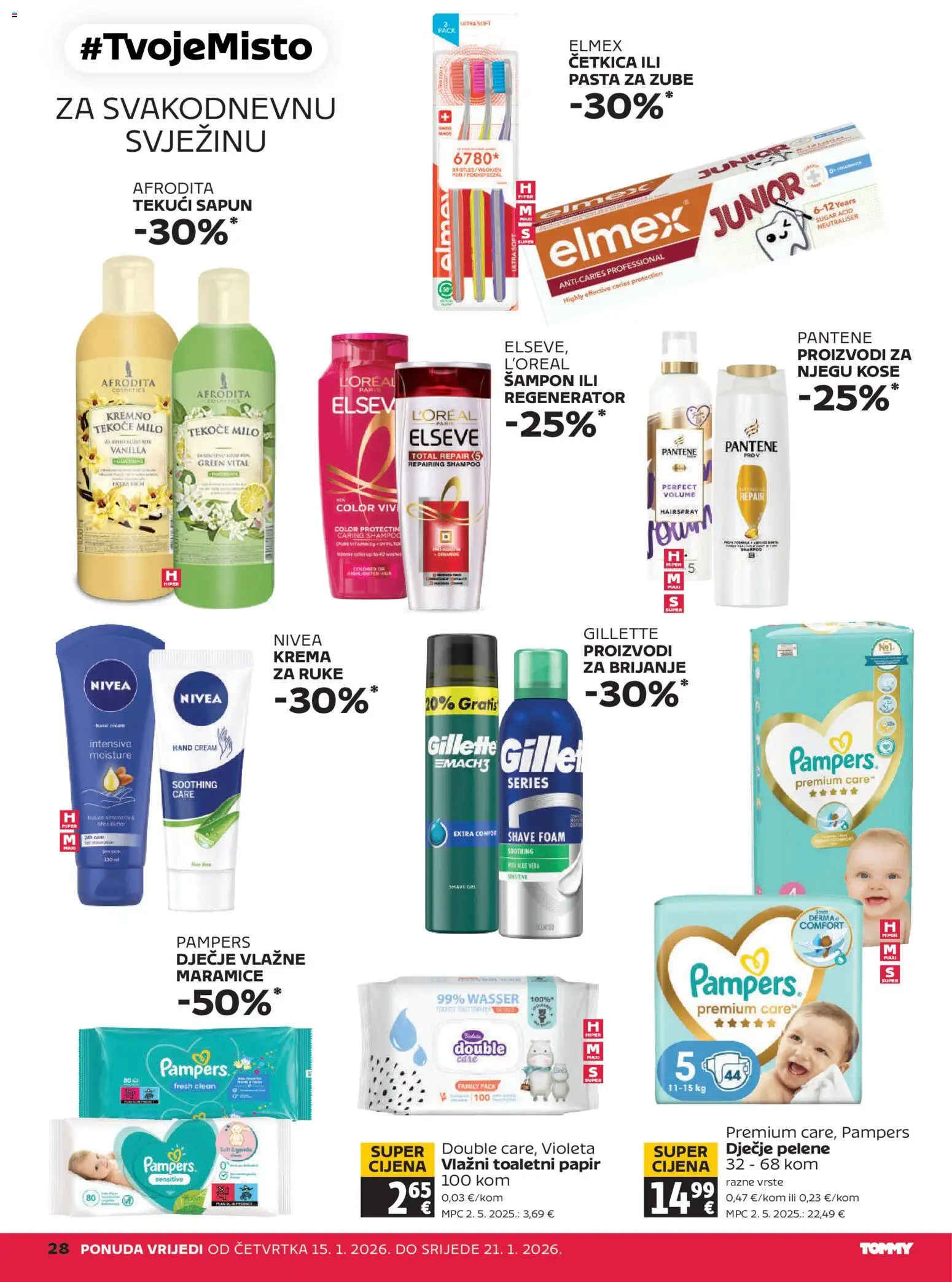 Tommy katalog | vrijedi od 15.01.2026 | Stranica: 28 | Proizvodi: Pelene, Sapun, Toaletni papir, Nivea