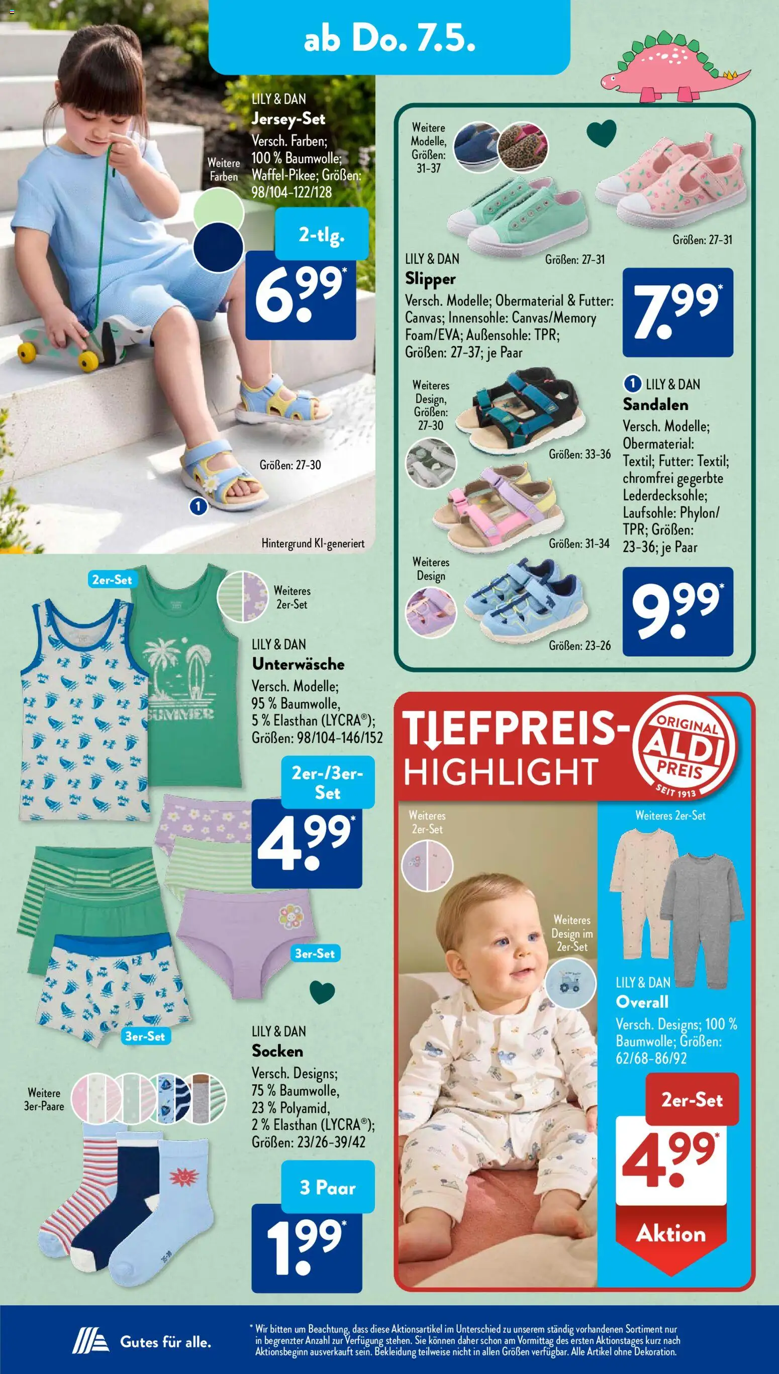 Aldi Süd Prospekt 	 – gültig ab 04.05.2026 | Seite: 9 | Produkte: Bekleidung, Overall, Socken, Sandalen
