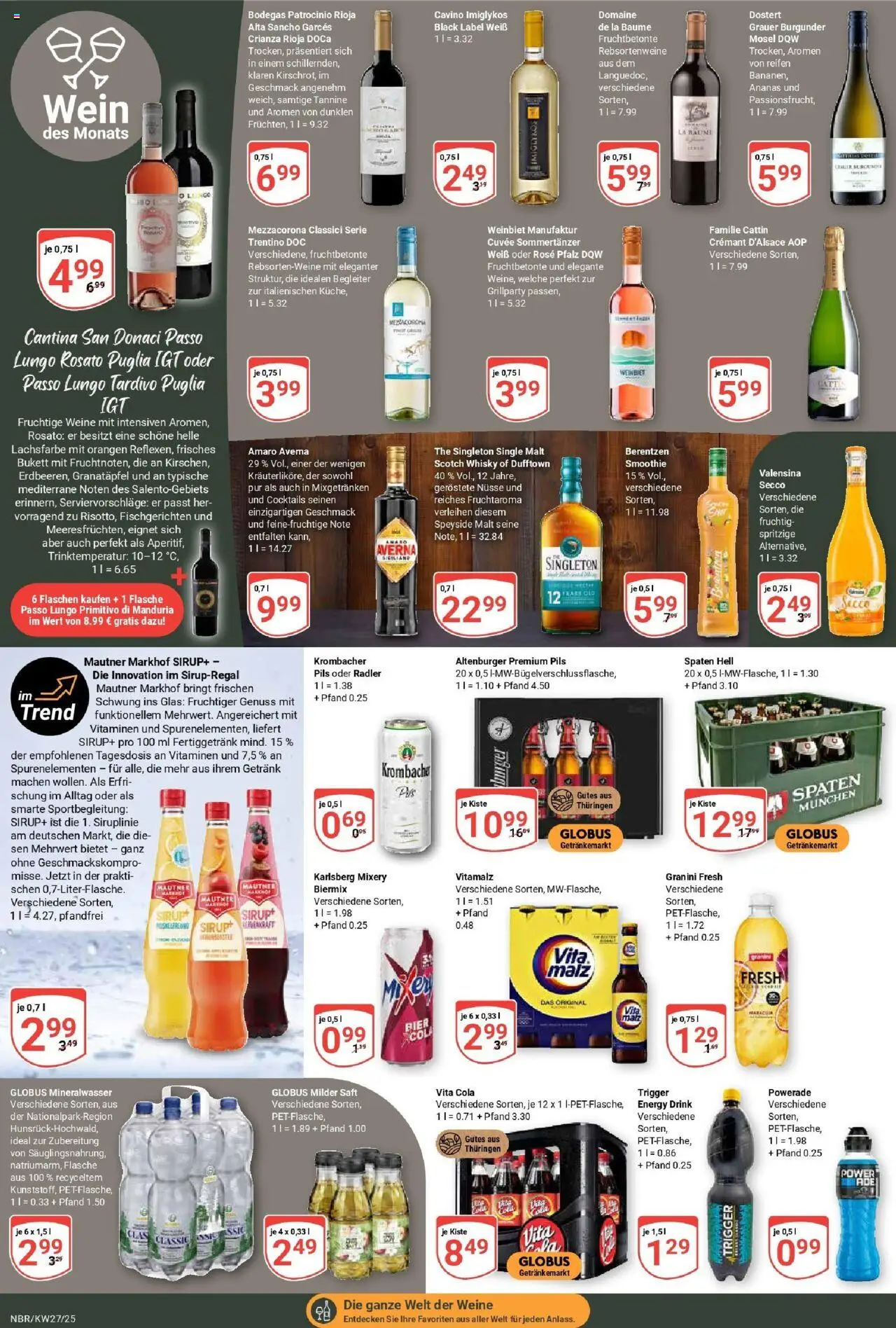 Globus prospekt Neubrandenburg	 - gültig ab dem 29.06.2025 | Seite: 18 | Produkte: Cola, Mineralwasser, Granini, Berentzen
