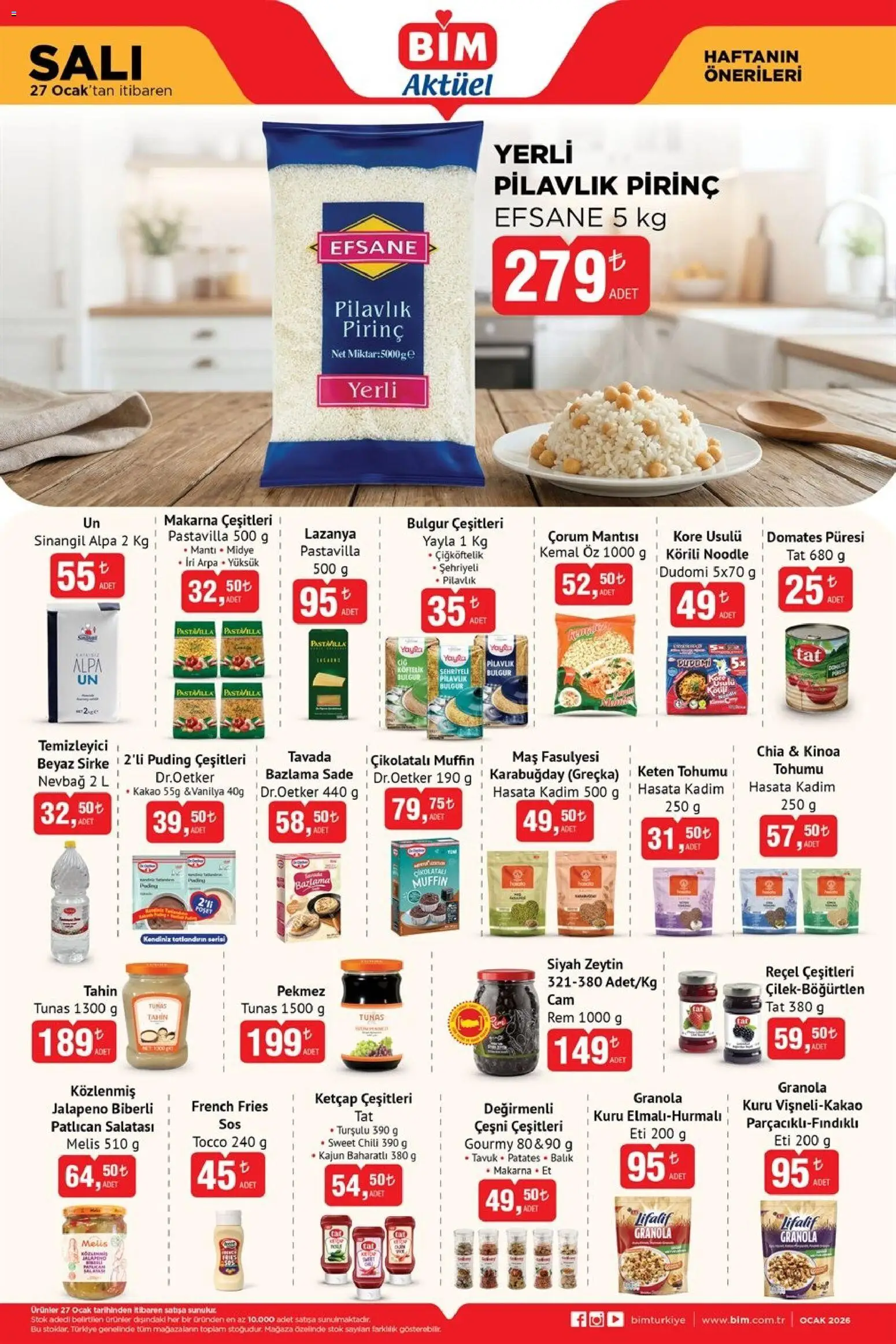 BİM Katalog - 27.01.2026 tarihinden itibaren geçerlidir | Sayfa: 2 | Ürünler: Pirinç, Ketçap, Zeytin, Keten Tohumu