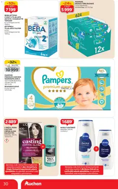 Auchan Akciós újság - amely érvényes a következő dátumtól: 08.01.2026 | Oldal: 30 | Termékek: Pampers, Törlőkendő, Nedves törlőkendő, Italpor