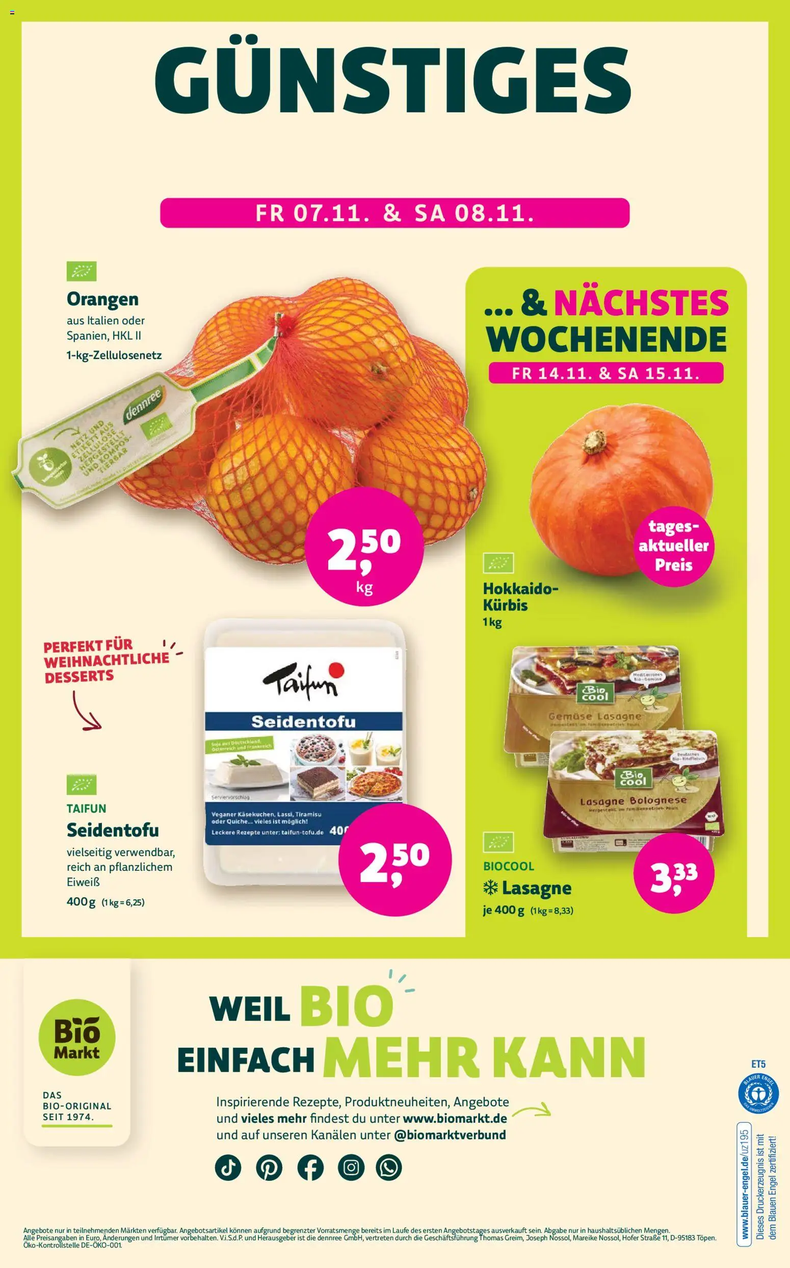 BioMarkt Prospekt – gültig ab 05.11.2025 | Seite: 12 | Produkte: Orangen, Gemüse, Kürbis