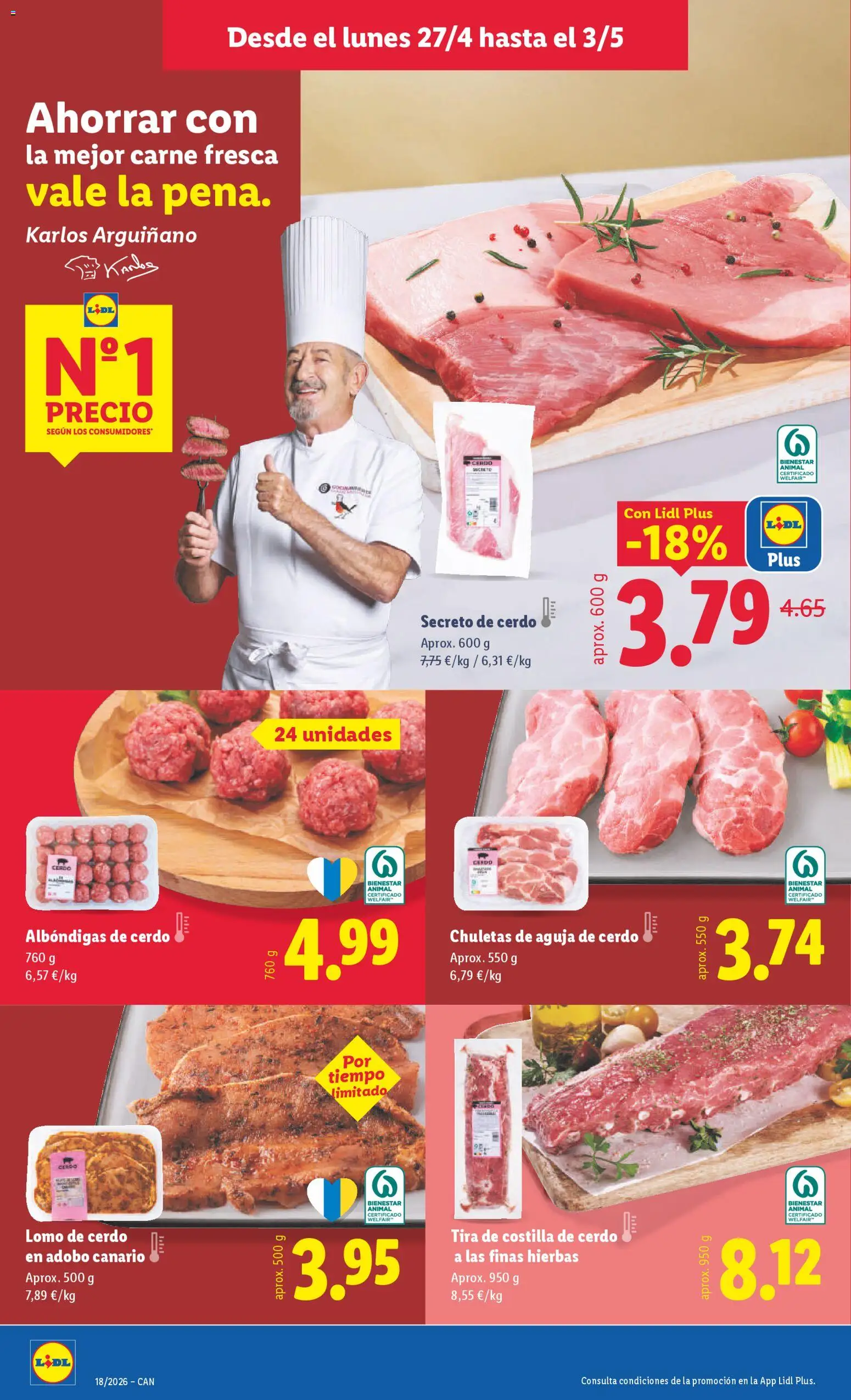 Lidl folleto │ válido desde el 27.04.2026 | Página: 8 | Productos: Cerdo, Costilla de cerdo