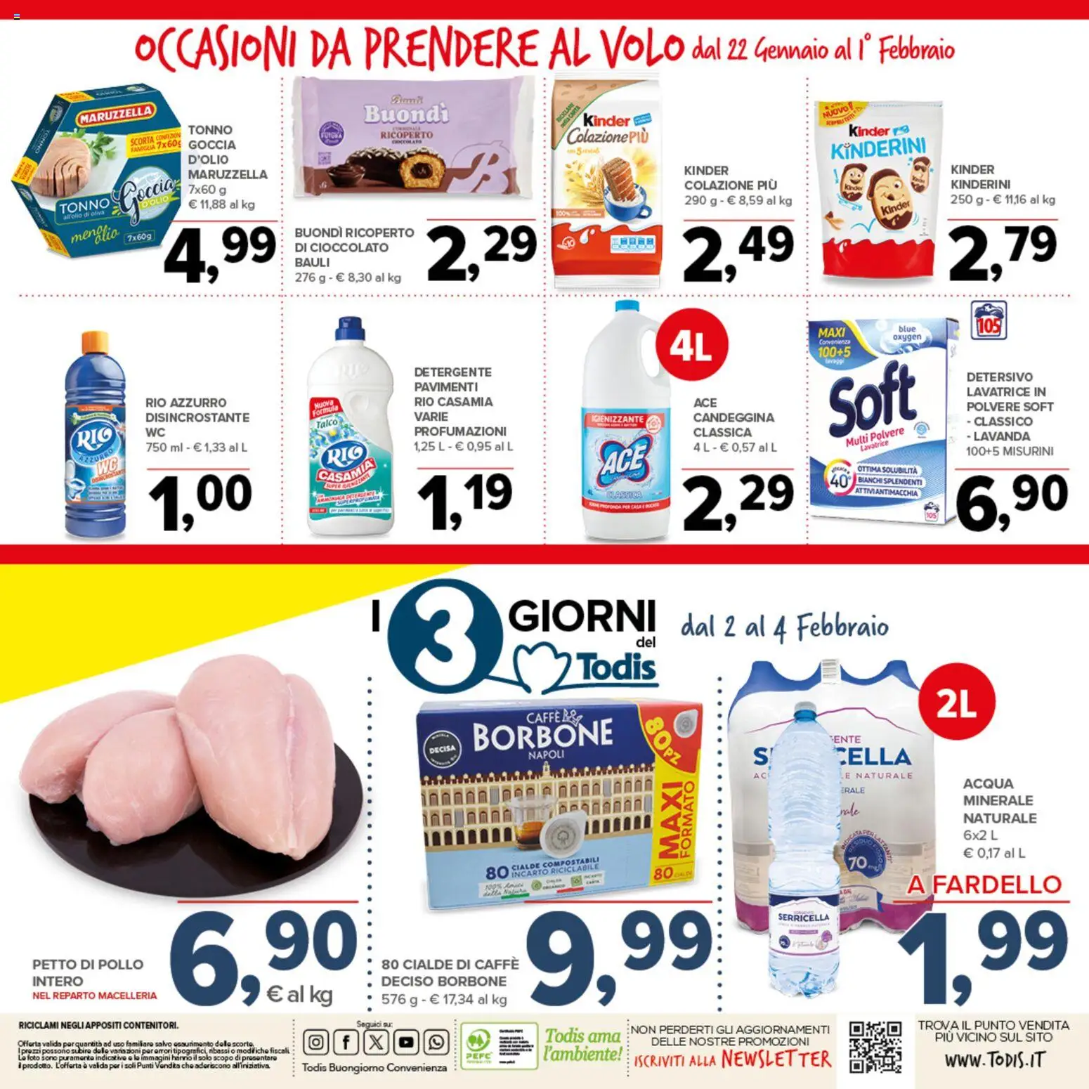 Volantino Todis del 22.01.2026 | Pagina: 20 | Prodotti: Petto di Pollo, Pollo, Lavatrice, Tonno