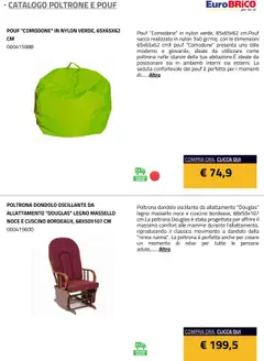 Anteprima del volantino Eurobrico Poltrone e Pouf catalogo valido a partire dal 23.07.2025 | Pagina: 40 | Prodotti: Dondolo, Cuscino, Poltrona
