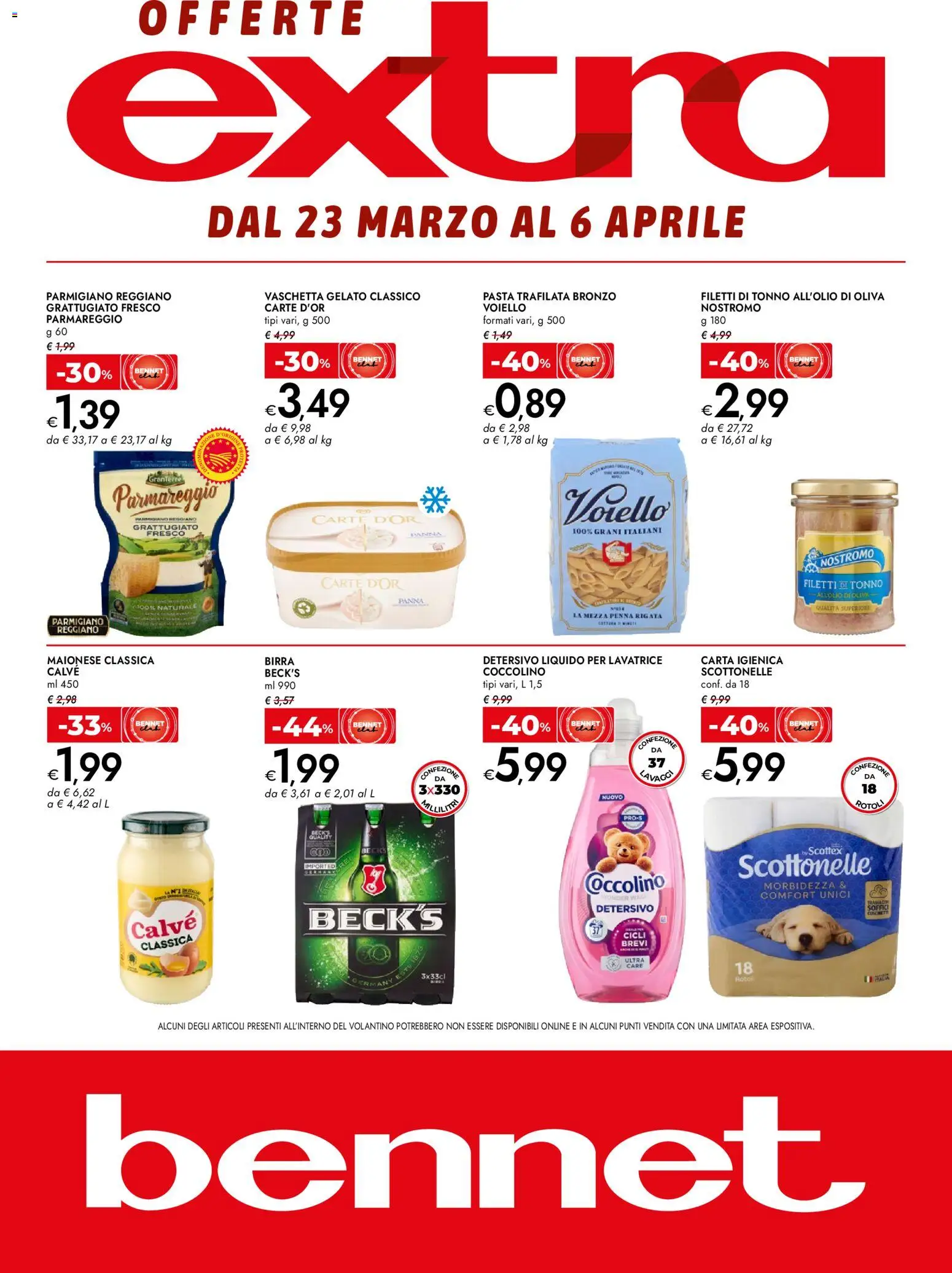 Volantino bennet del 23.03.2026 | Pagina: 1 | Prodotti: Panna, Gelato, Maionese, Tonno