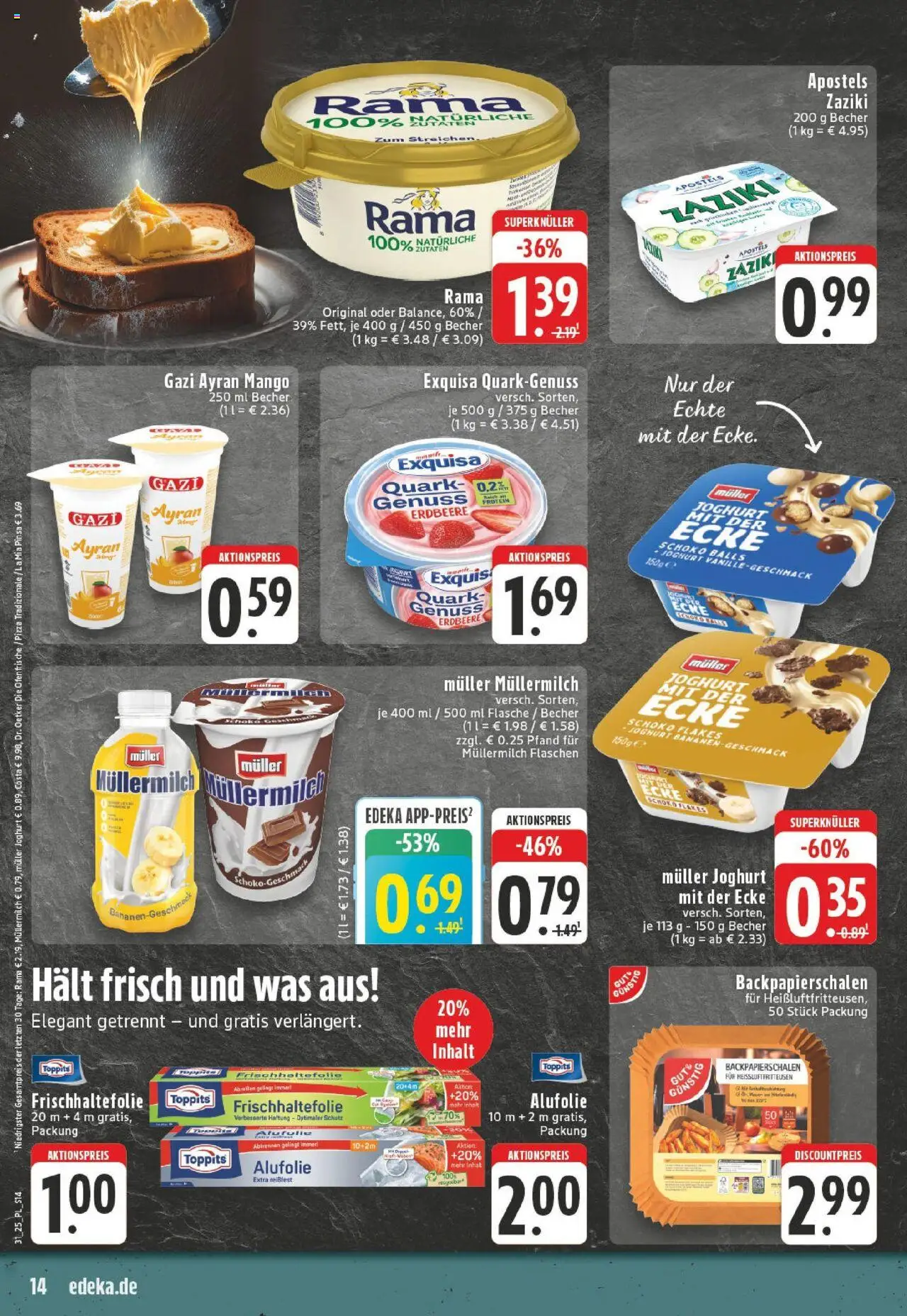 Edeka prospekt Düsseldorf	 - gültig ab dem 27.07.2025 | Seite: 14 | Produkte: Rama, Quark, Mango, Pizza