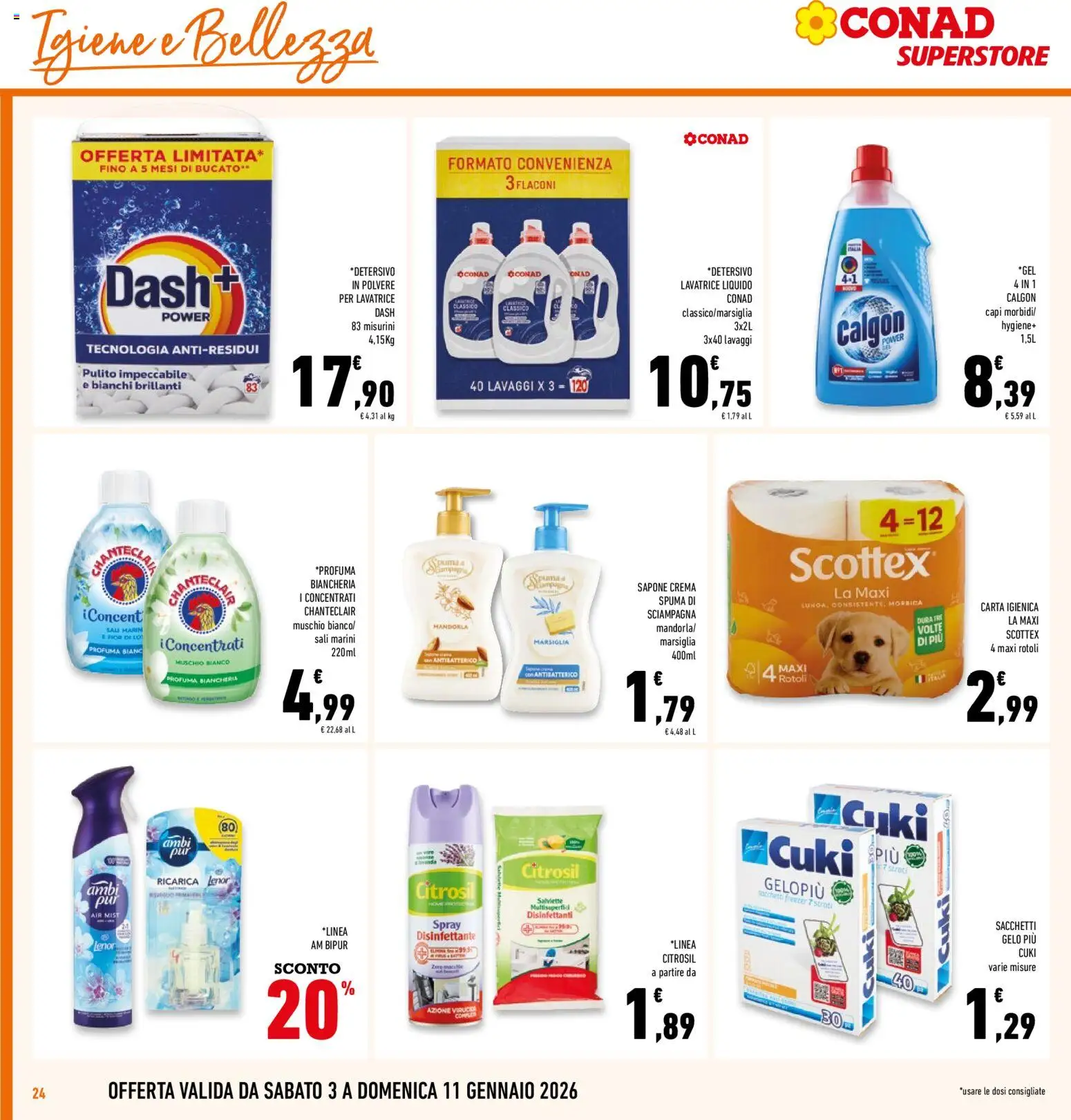 Volantino Conad del 03.01.2026 | Pagina: 24 | Prodotti: Crema, Carta igienica, Freezer, Lavatrice