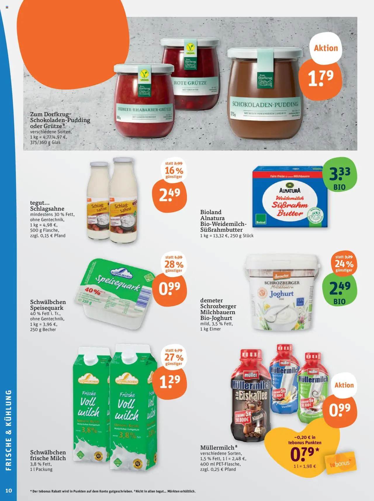 Tegut - Rheinland-Pfalz, Niedersachsen, Heidelberg - gültig ab dem 07.08.2025 | Seite: 12 | Produkte: Schlagsahne, Milch, Joghurt, Speisequark