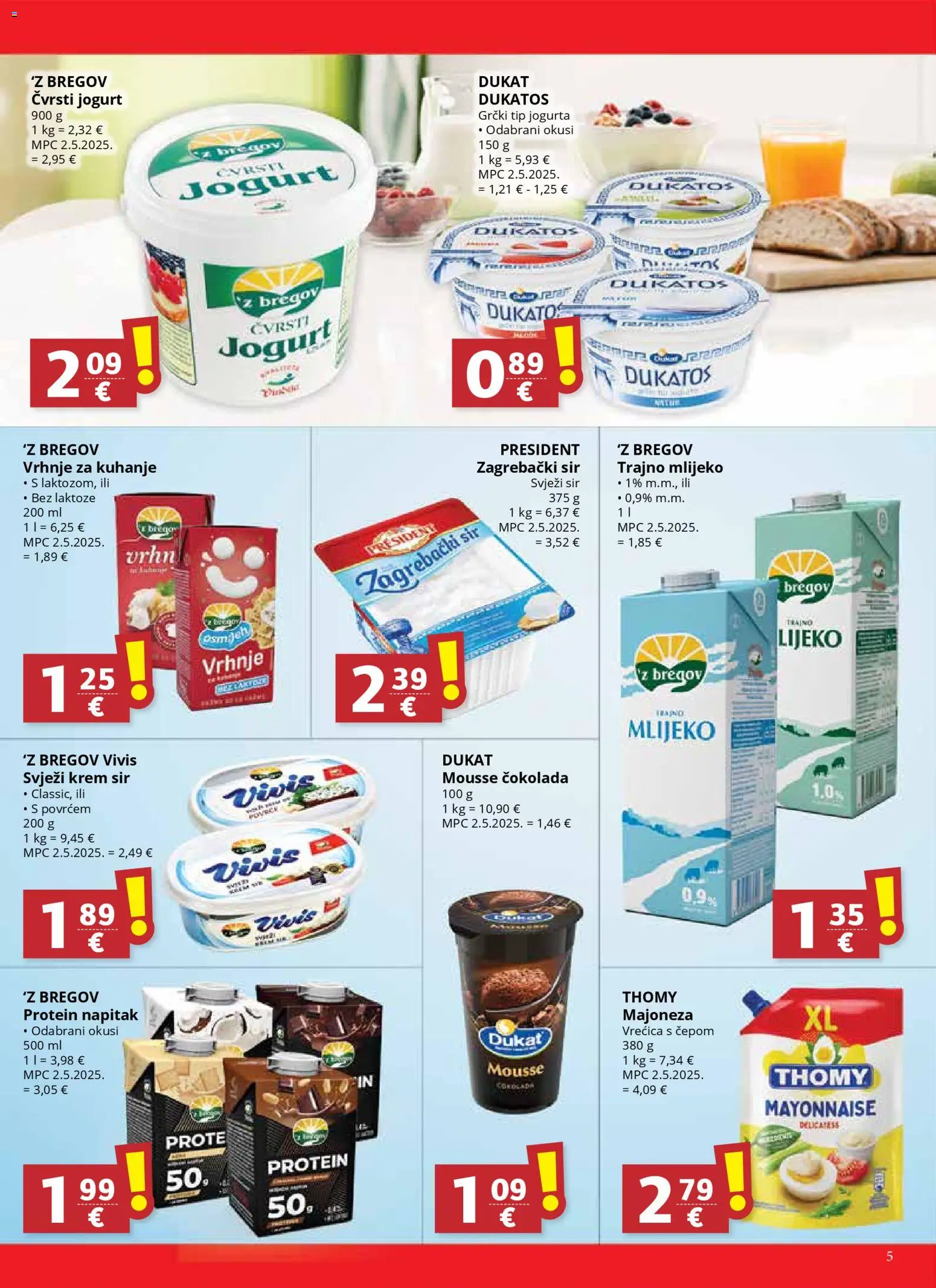 Ribola katalog | vrijedi od 05.11.2025 | Stranica: 5 | Proizvodi: Sir, Jogurt, Čokolada, Trajno mlijeko