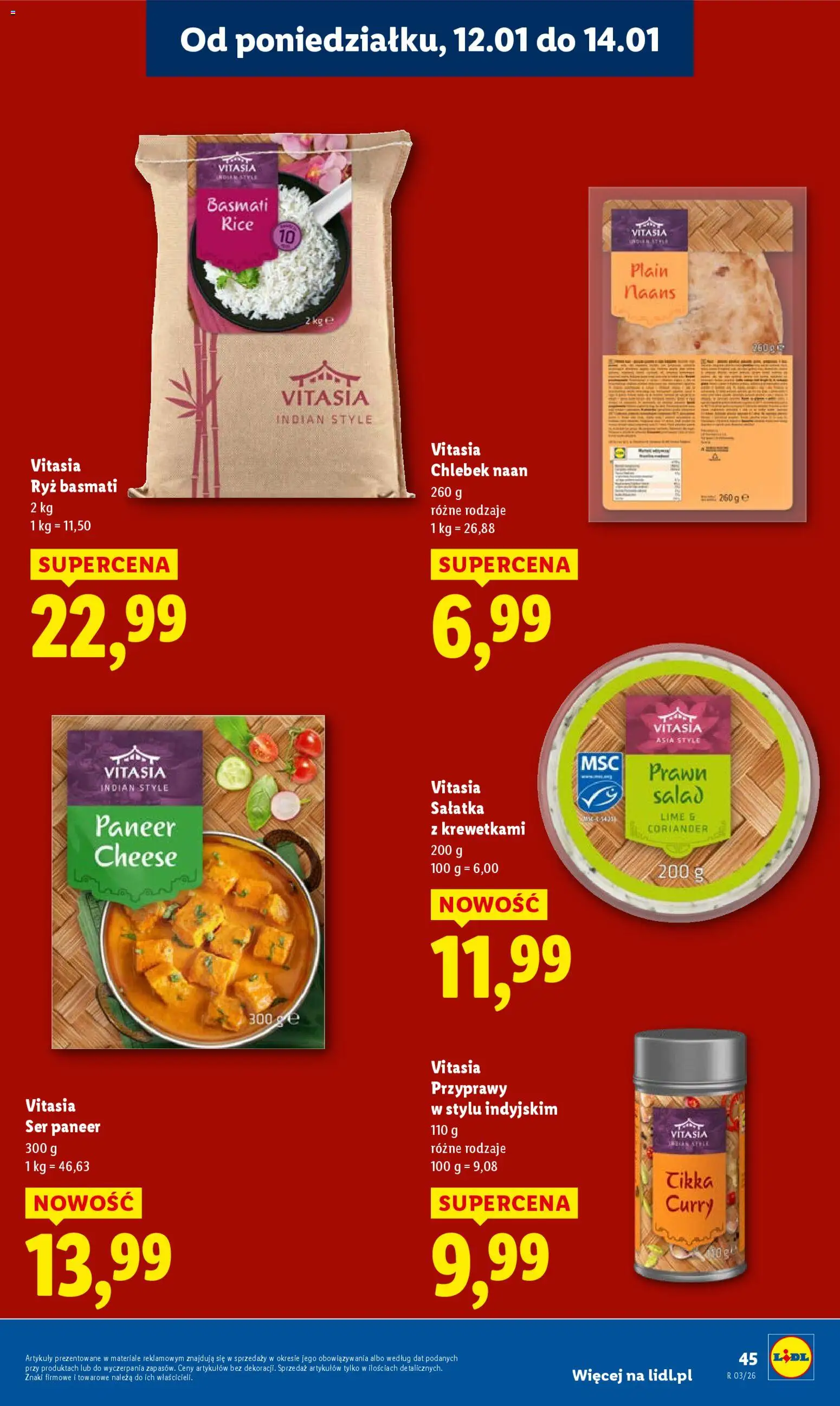 Lidl Gazetka od 12.01.2026 | Strona: 45 | Produkty: Curry, Ser, Ryż basmati, Przyprawy