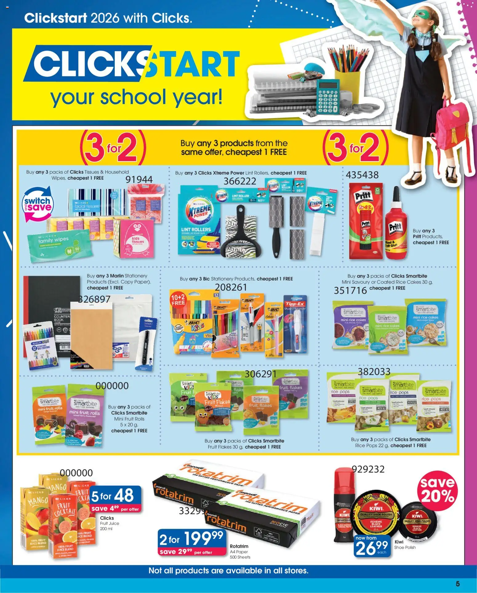 New Clicks catalogue – valid from 13.01.2026 | Page: 5 | Products: Switch, Flakes, Fruit, Tissues