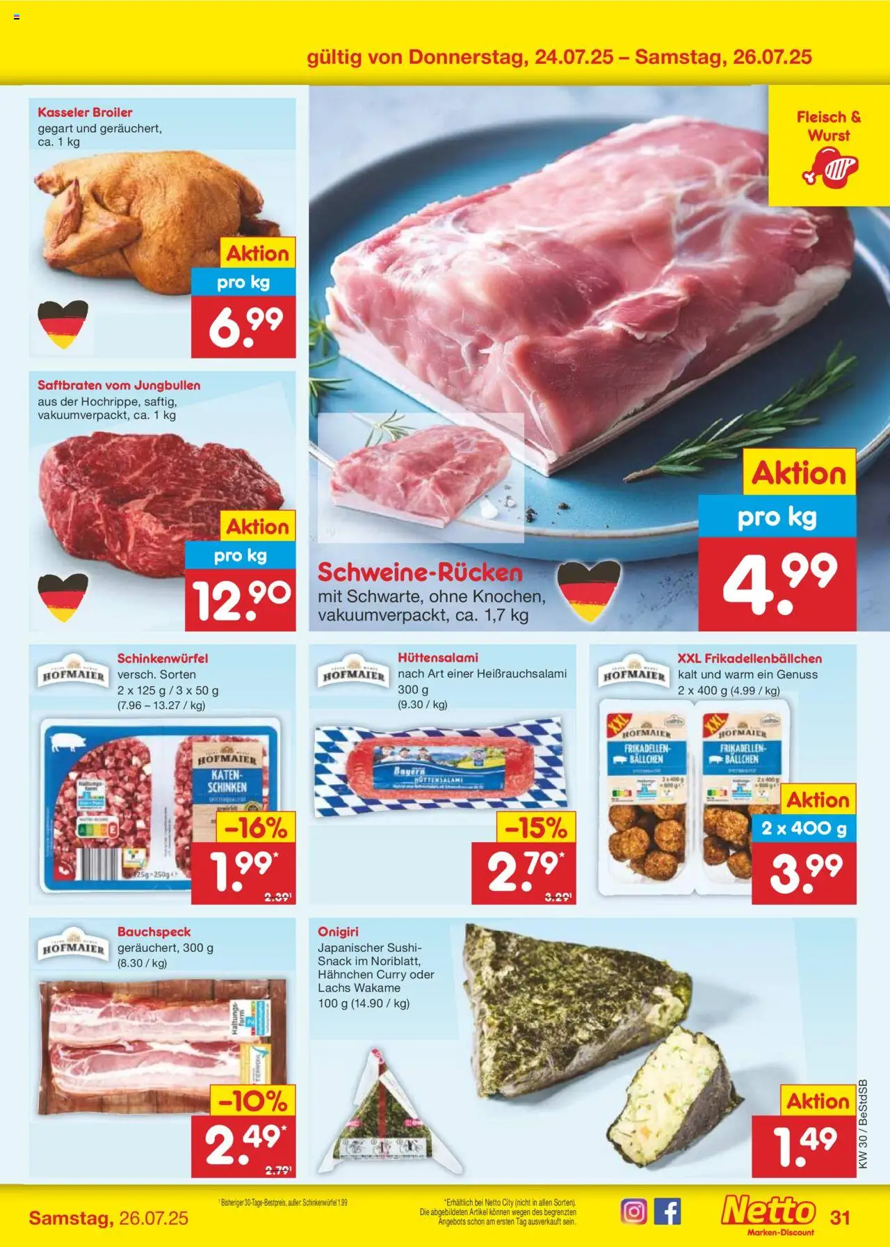 Netto Marken-Discount Prospekt 	 - gültig ab dem 21.07.2025 | Seite: 49 | Produkte: Lachs, Wurst, Schweinerucken, Fleisch