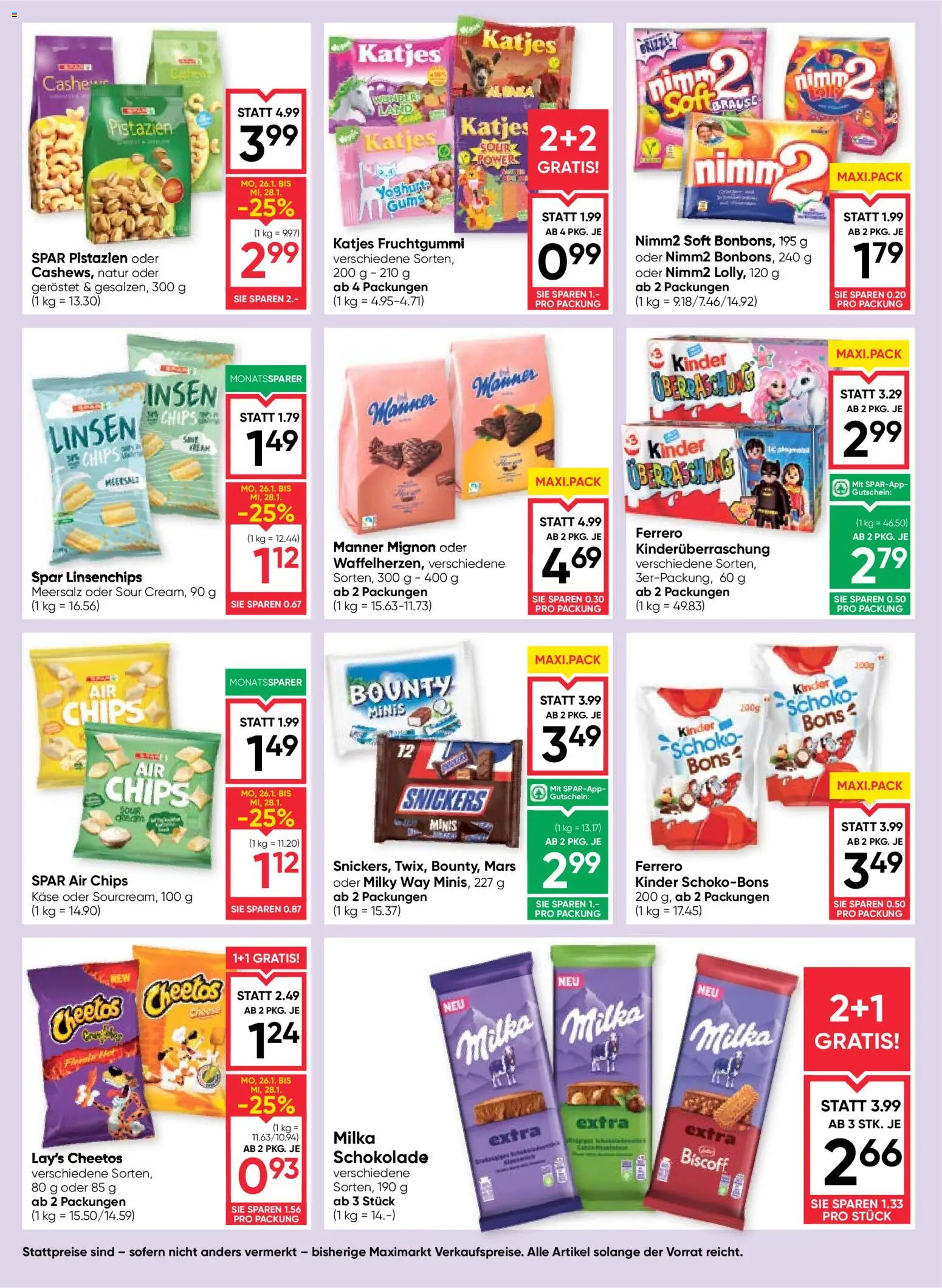 Maximarkt  Flugblatt gültig ab 22.01.2026 | Seite: 12 | Produkte: Chips, Käse, Schokolade