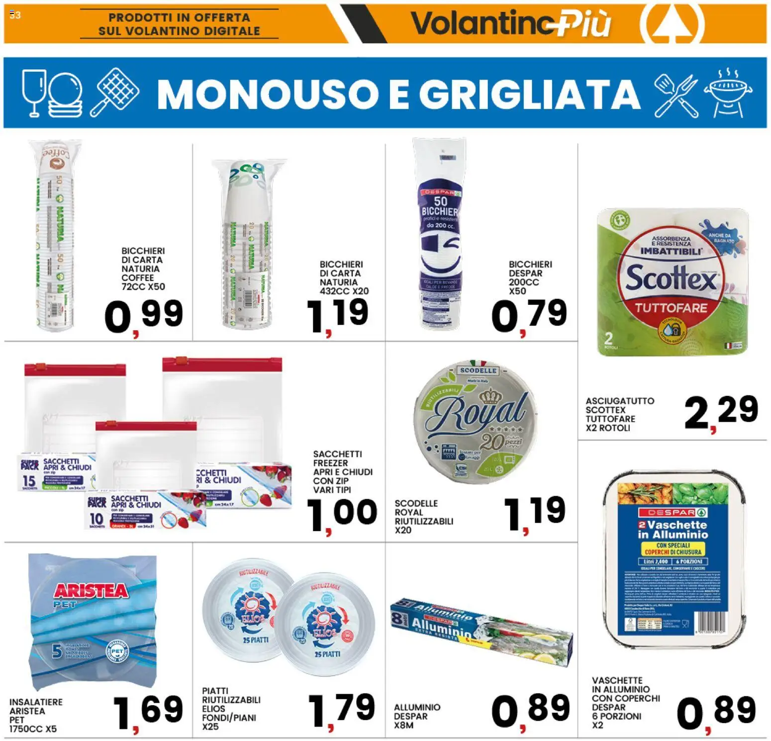 Volantino Interspar del 25.03.2026 | Pagina: 33 | Prodotti: Freezer, Asciugatutto, Alluminio, Vaschette