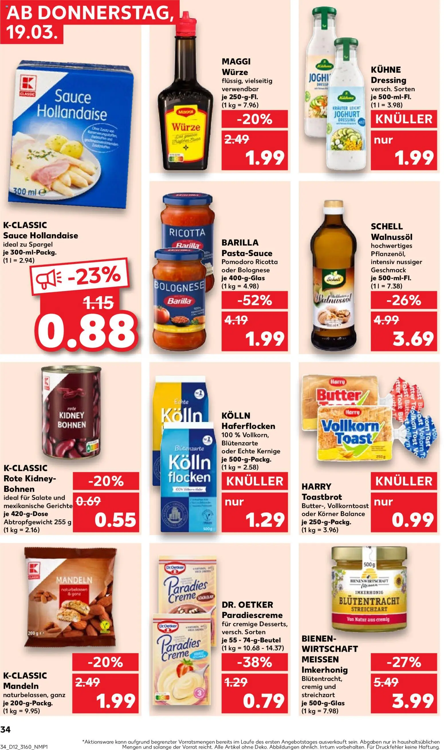 Kaufland Prospekt Potsdam	 – gültig ab 19.03.2026 | Seite: 34 | Produkte: Kolln haferflocken, Kolln, Toast, Toastbrot