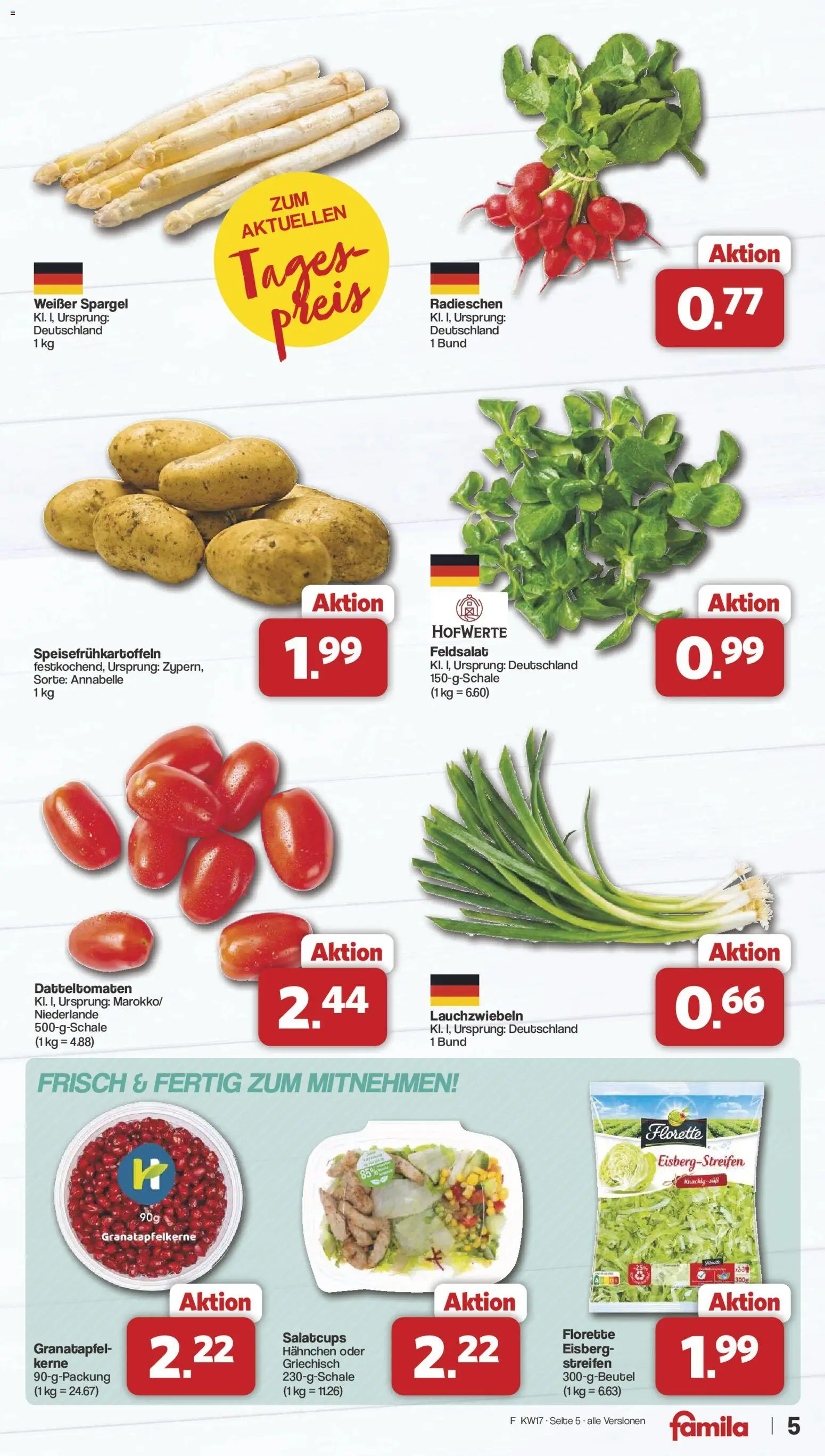 Famila Nordwest Prospekt 	 – gültig ab 20.04.2026 | Seite: 5 | Produkte: Hahnchen, Granatapfel, Spargel