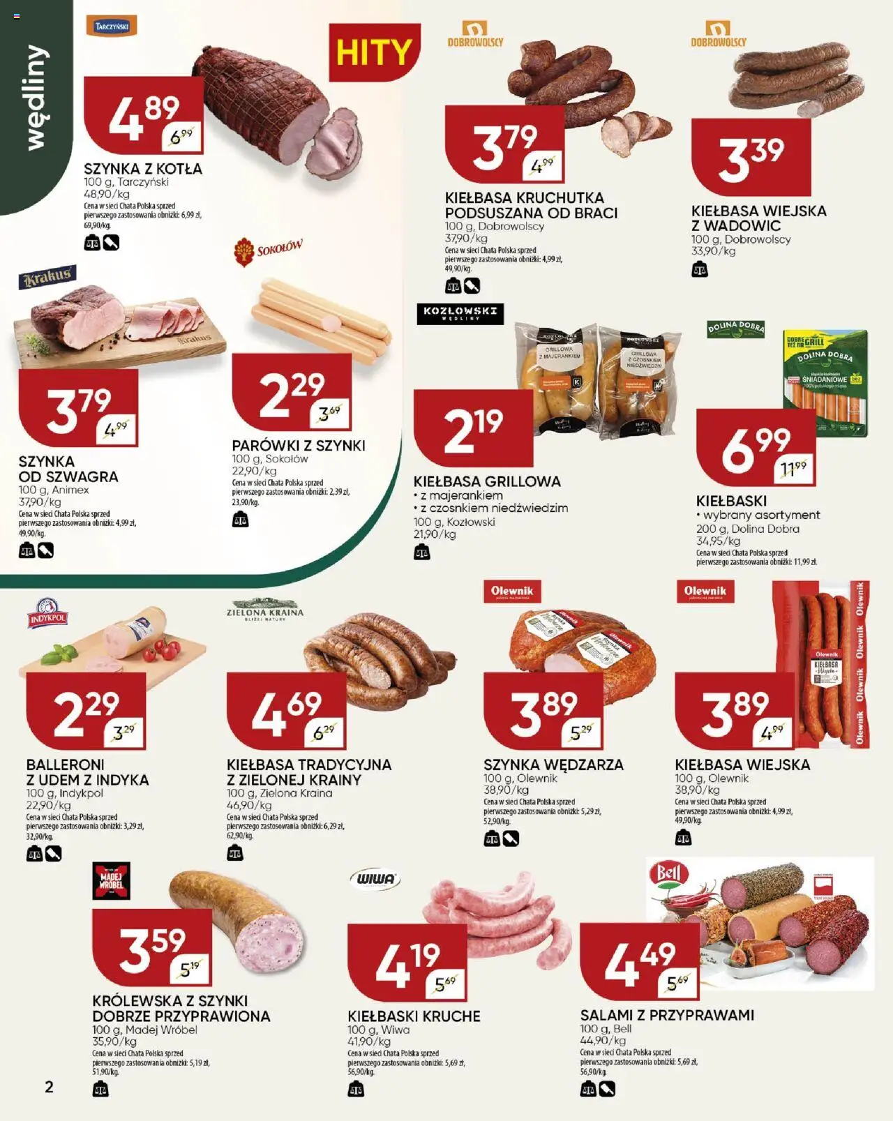 Chata Polska Gazetka od 17.06.2025 | Strona: 2 | Produkty: Kiełbasa, Grill, Parówki z szynki, Wędliny