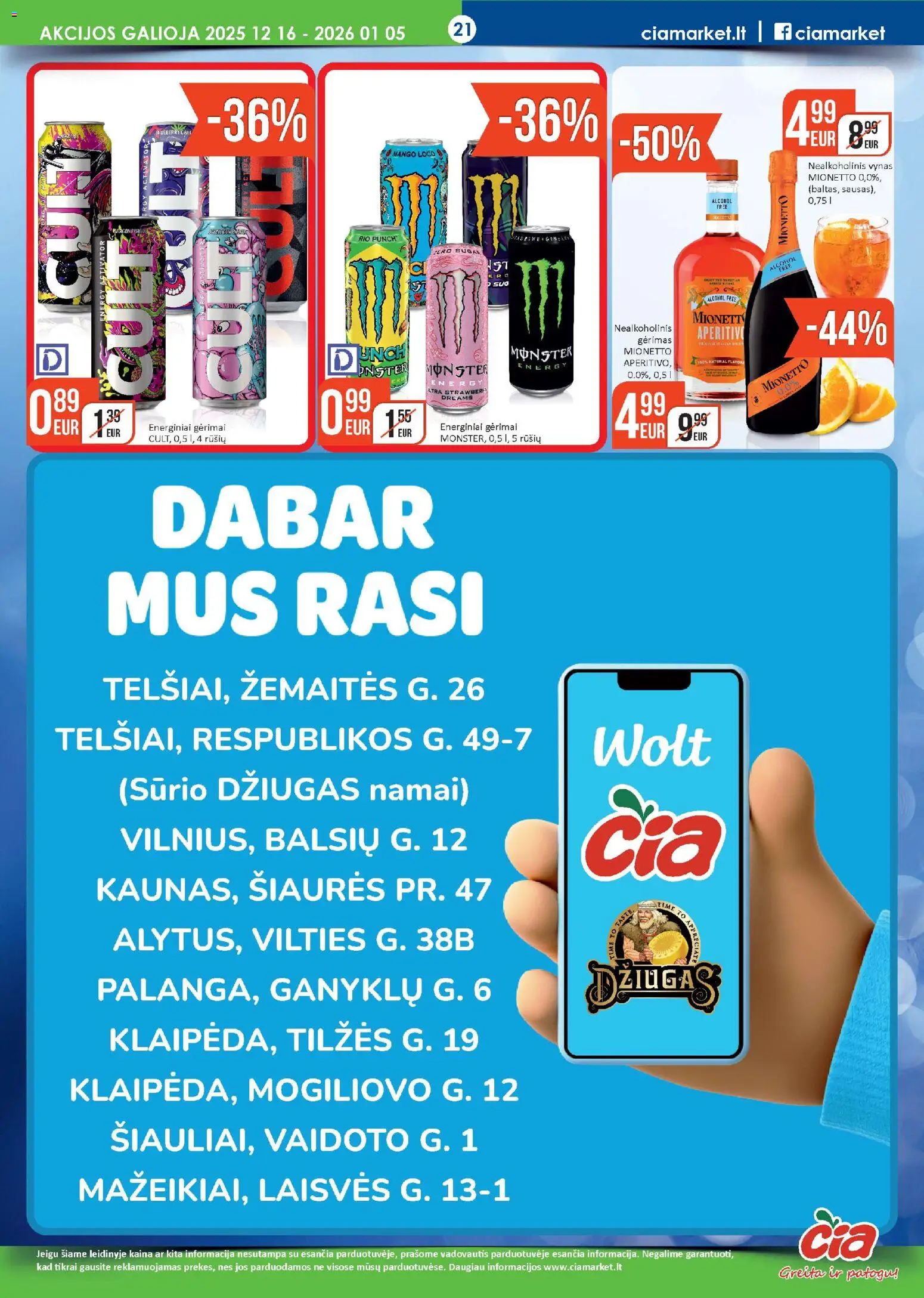 ČIA MARKET akcijos nuo 16.12.2025 | Puslapis: 21 | Prekių: Nealkoholinis vynas, Vynas